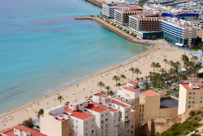 Beautiful beach along a coastal town.