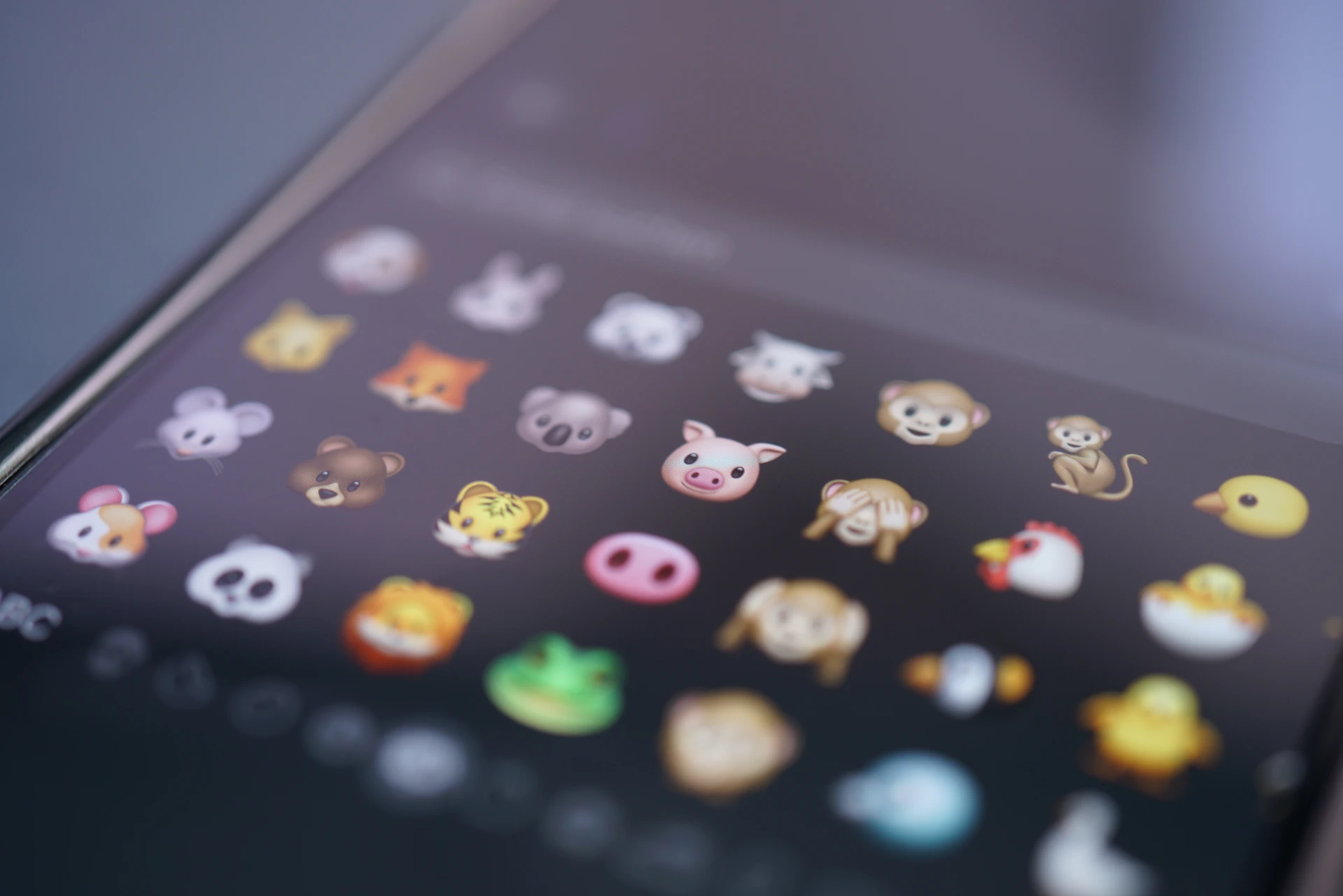 Animal emojis on a smartphone screen.