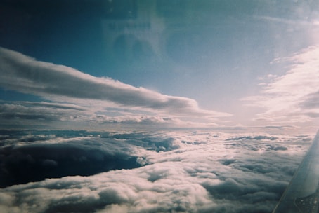 Clouds and sky seen from an airplane.