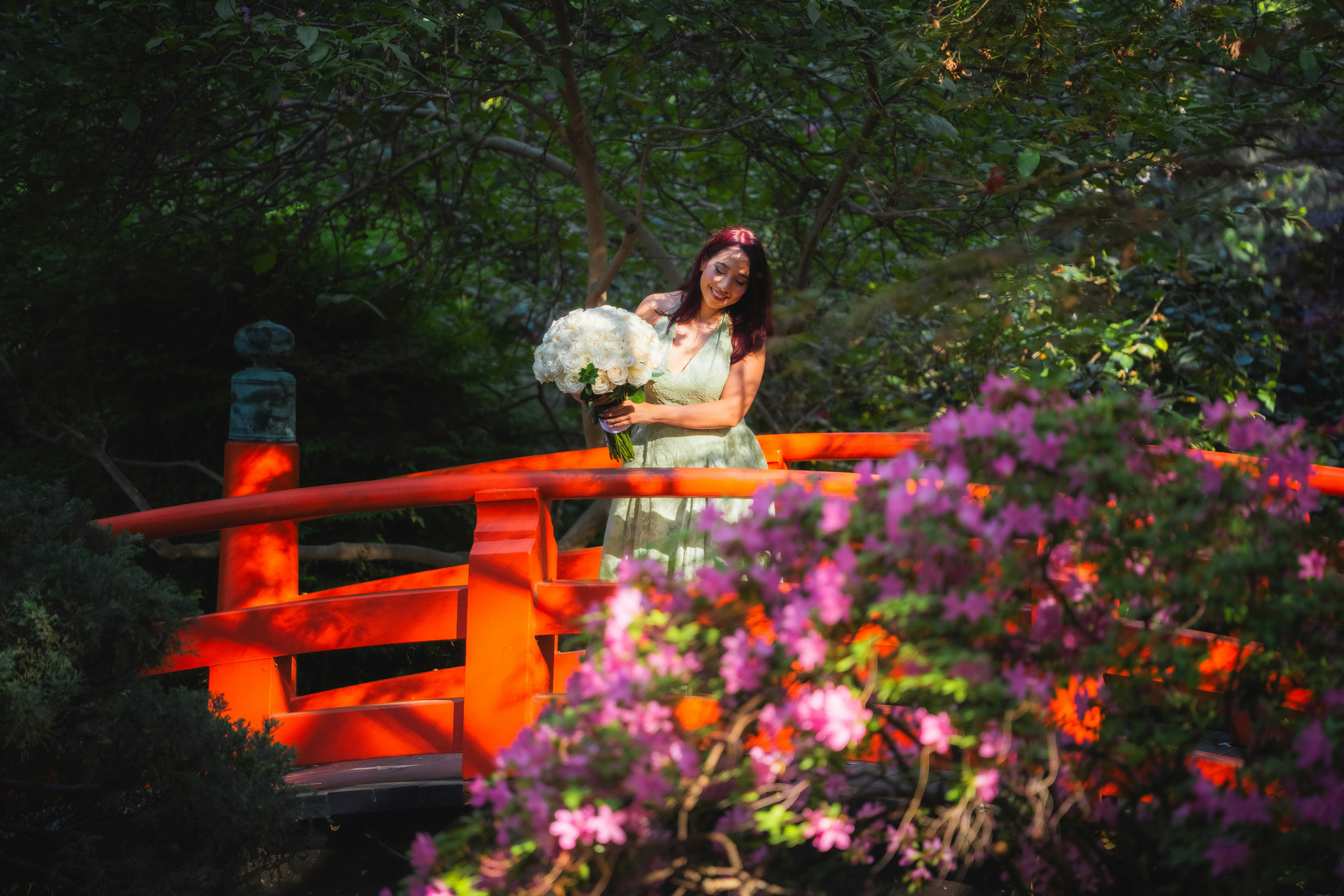Elegant woman in garden