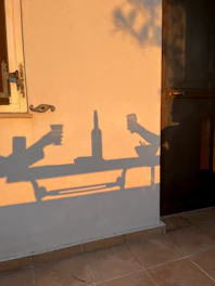 Shadows of a toast with wine at sunset.