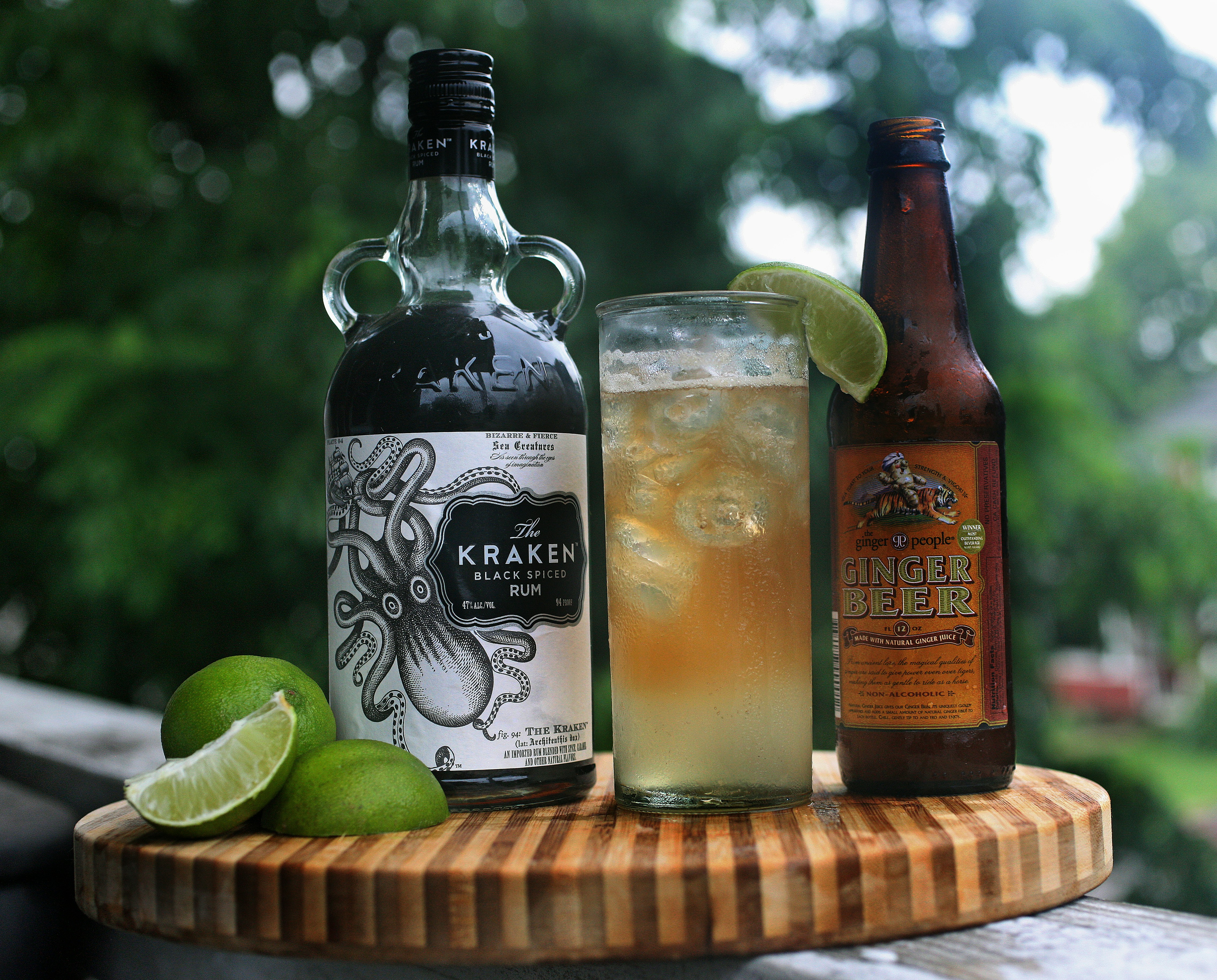 Rum, beer, and lime make up a refreshing drink.