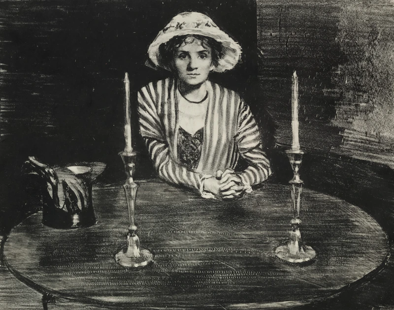 Elegant woman in striped dress