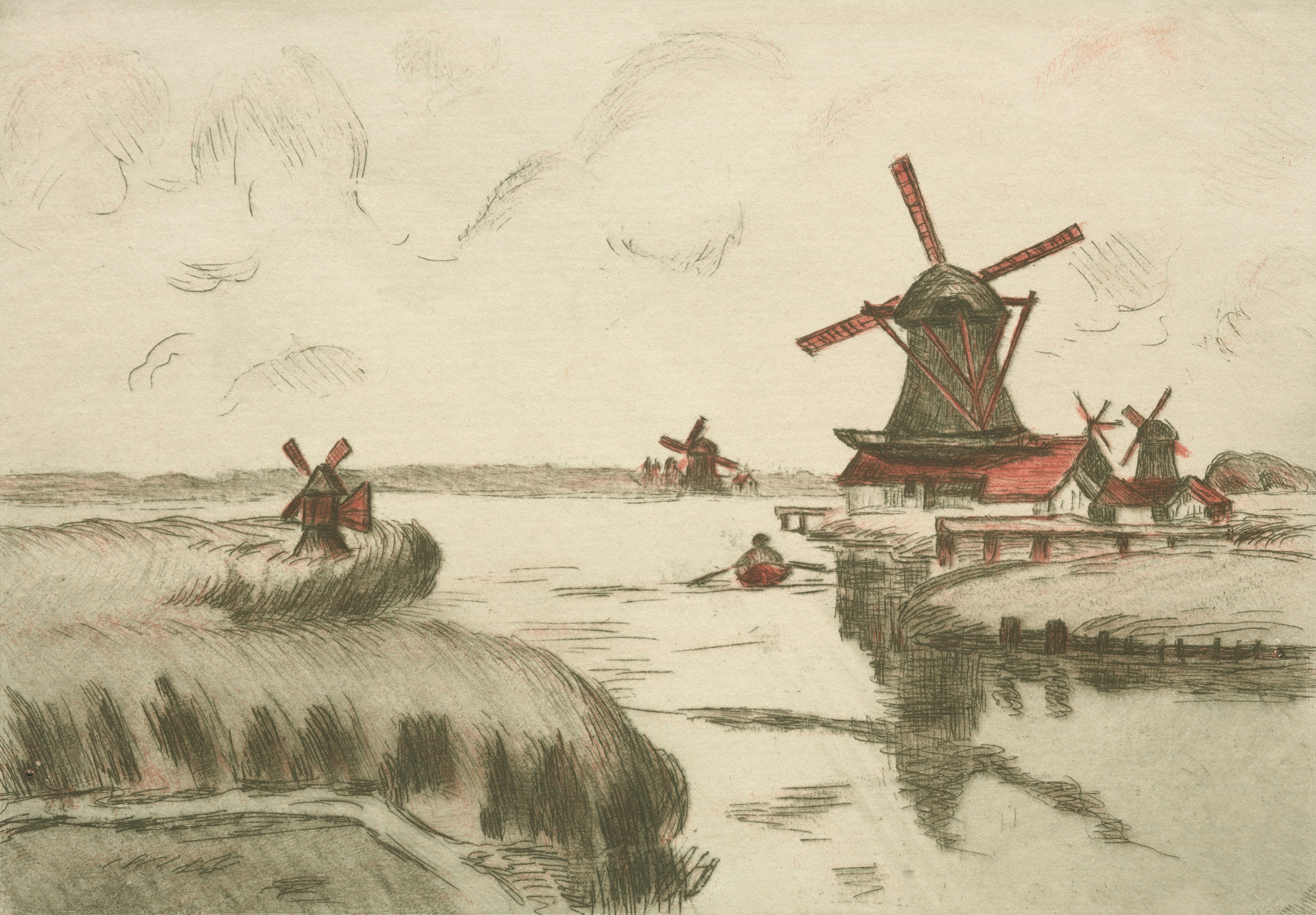 オランダの風景の中、水路にそびえ立つ風車。の写真 – Unsplash