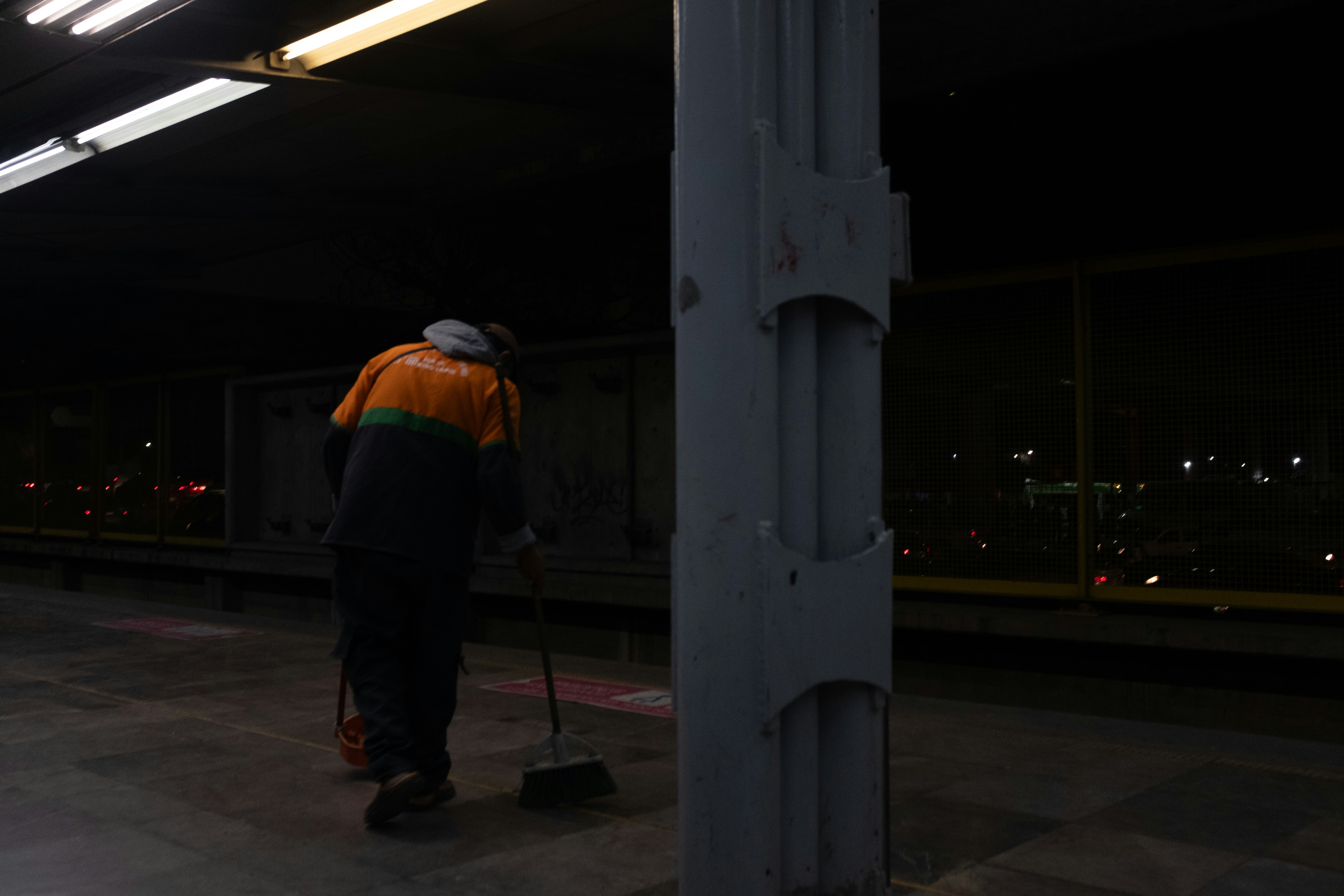 night cleaning crew working in empty office - cleaning office buildings