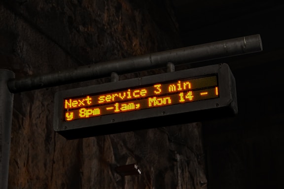 Next service is in three minutes.
