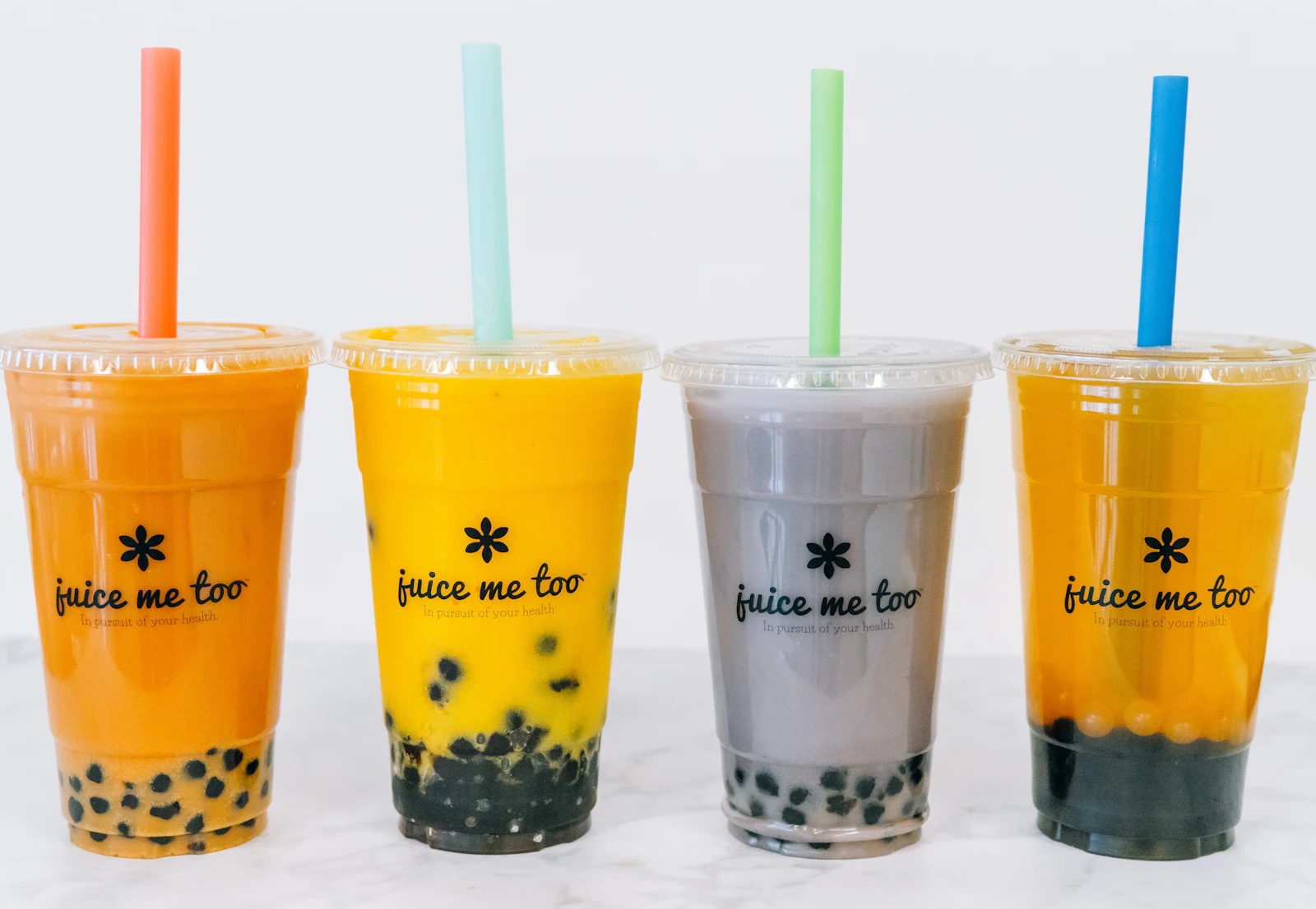 Colorful boba tea drinks