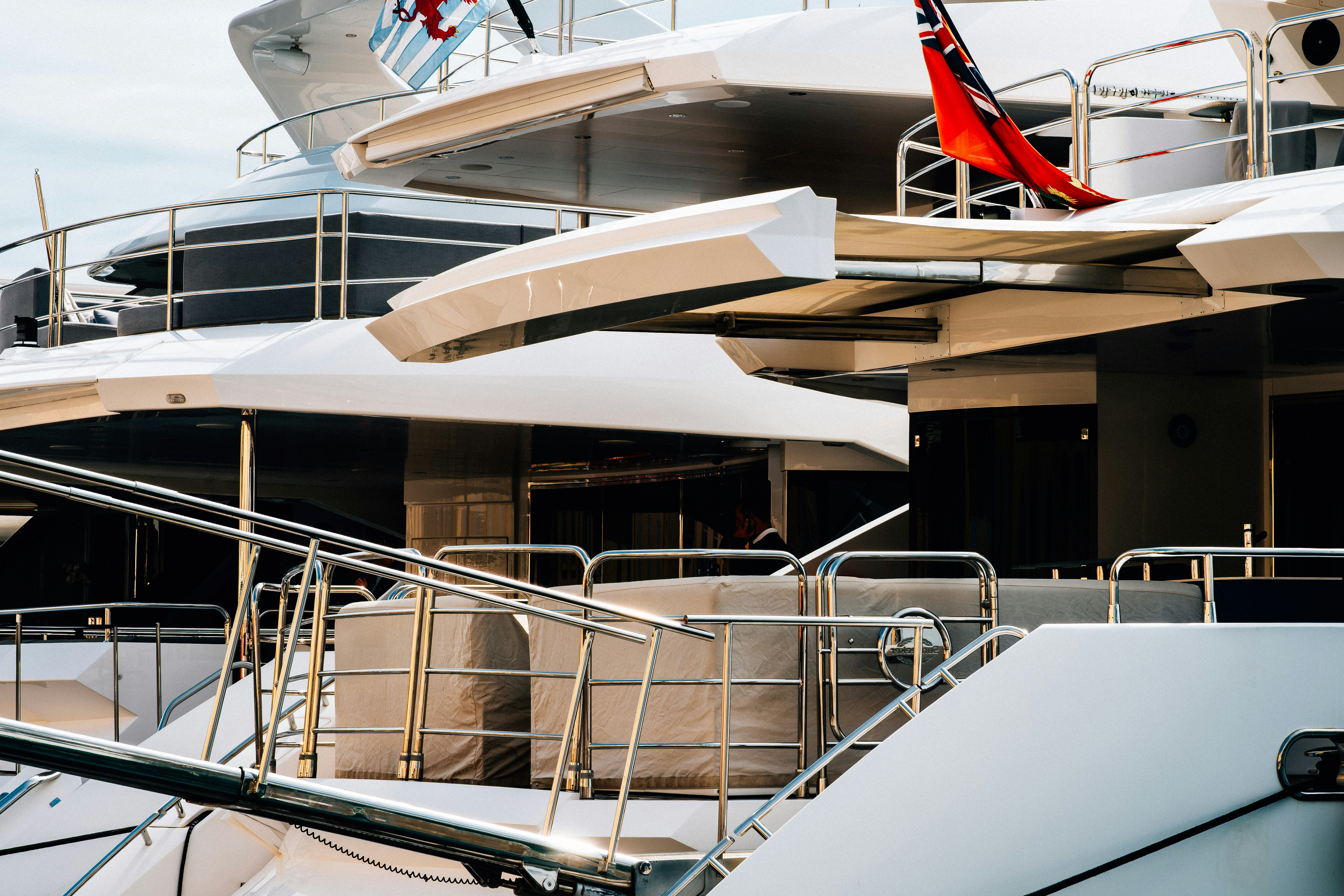 Luxury yachts docked