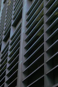 Louvered facade of a modern building.