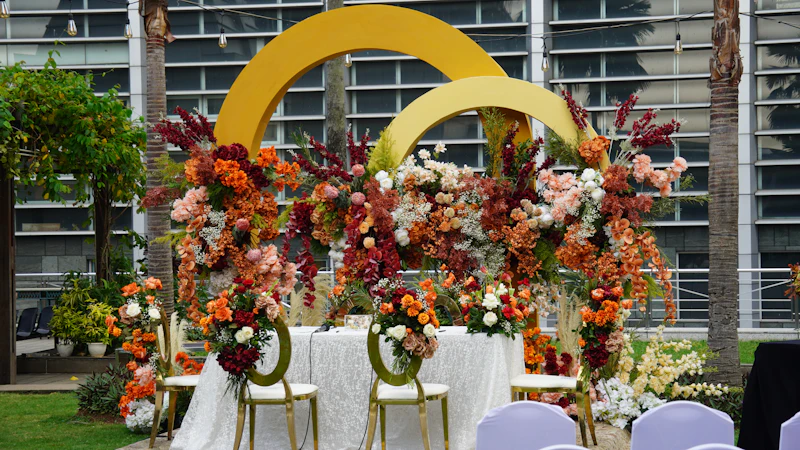 Floral arrangement at an event setup