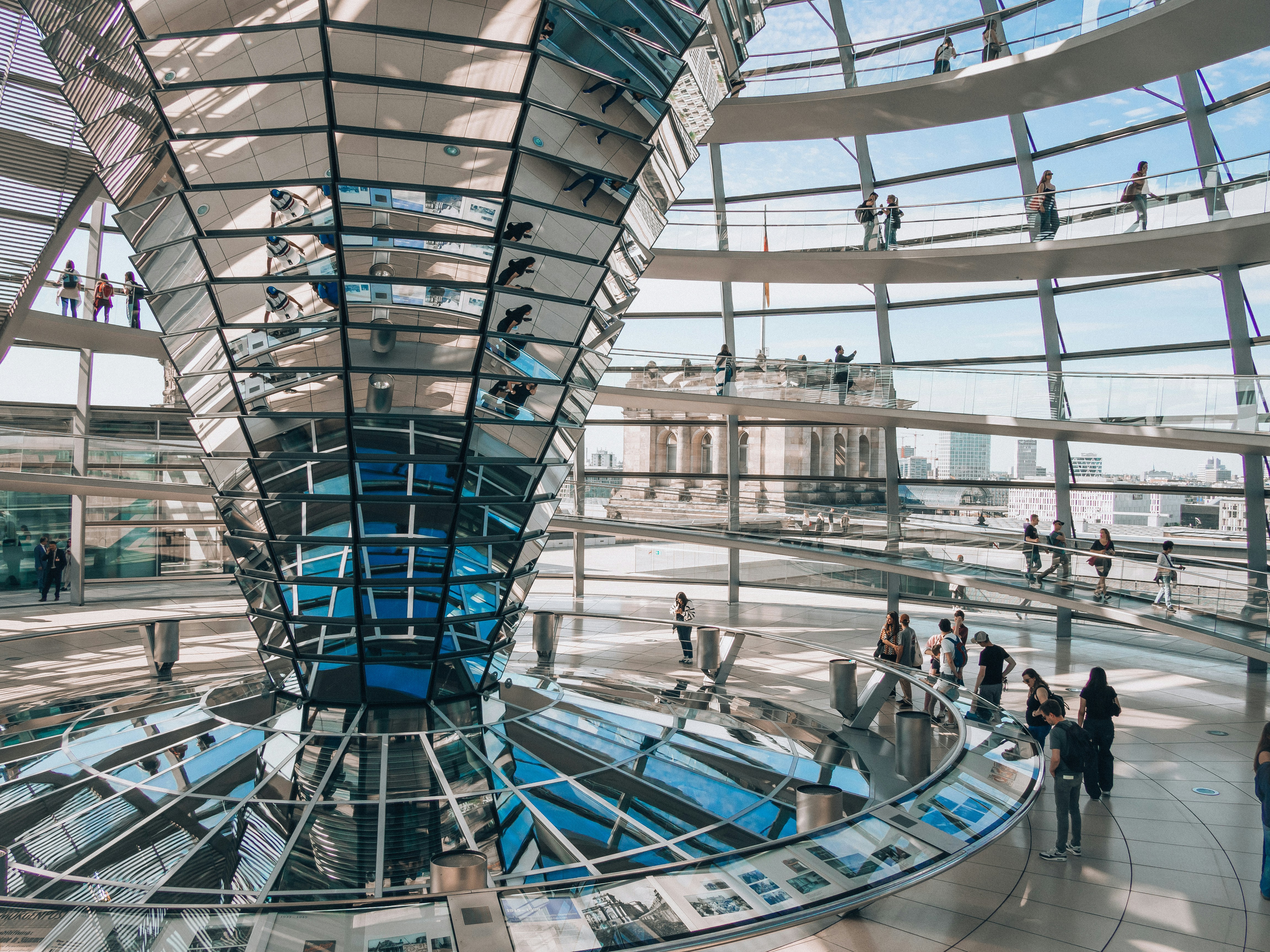 Inside the reichstag building in berlin.