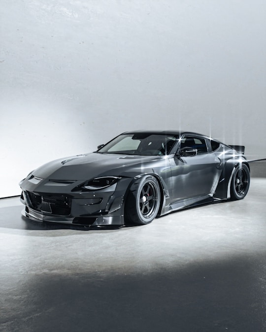 A sleek, sporty car with a modified build.