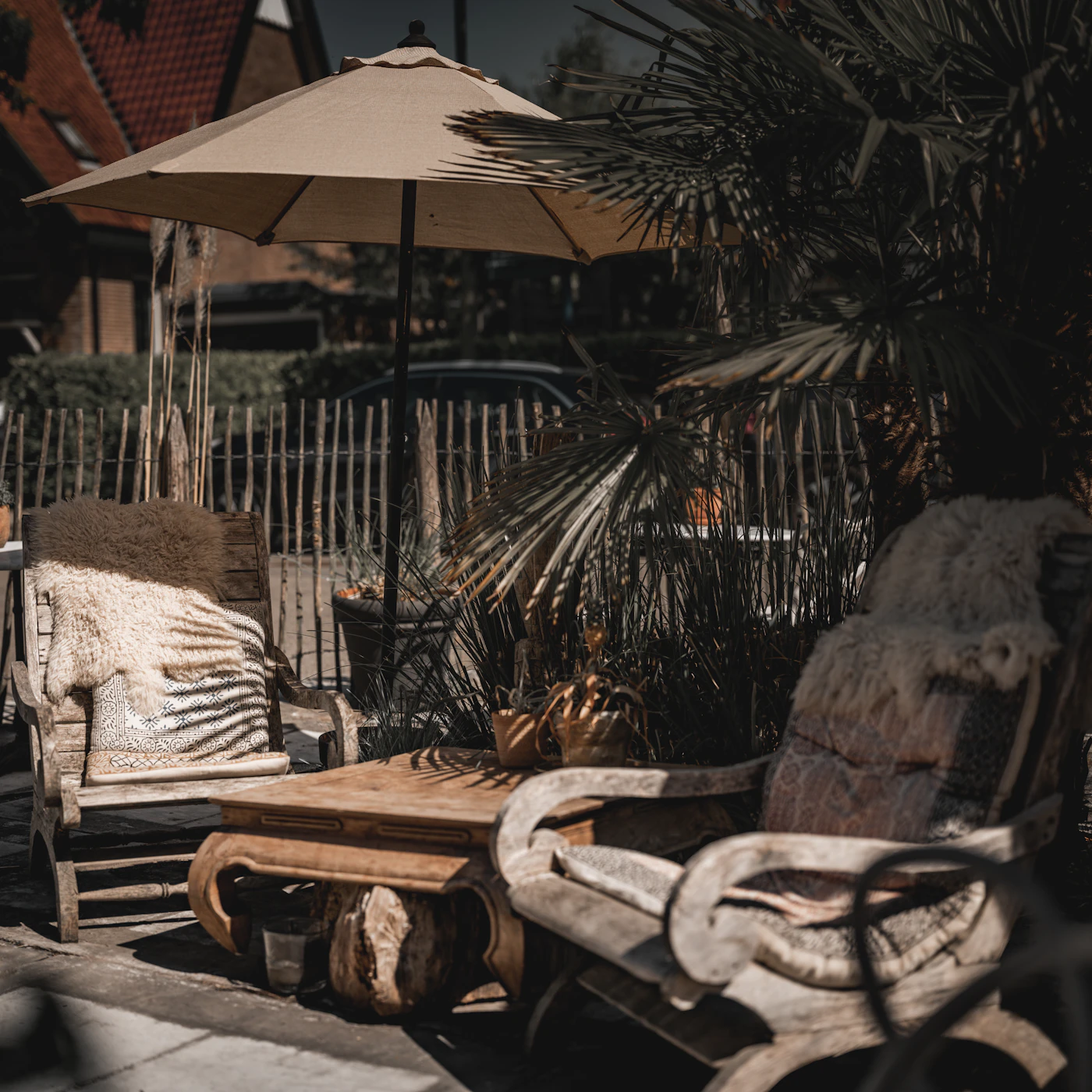 Sunny shaded seating