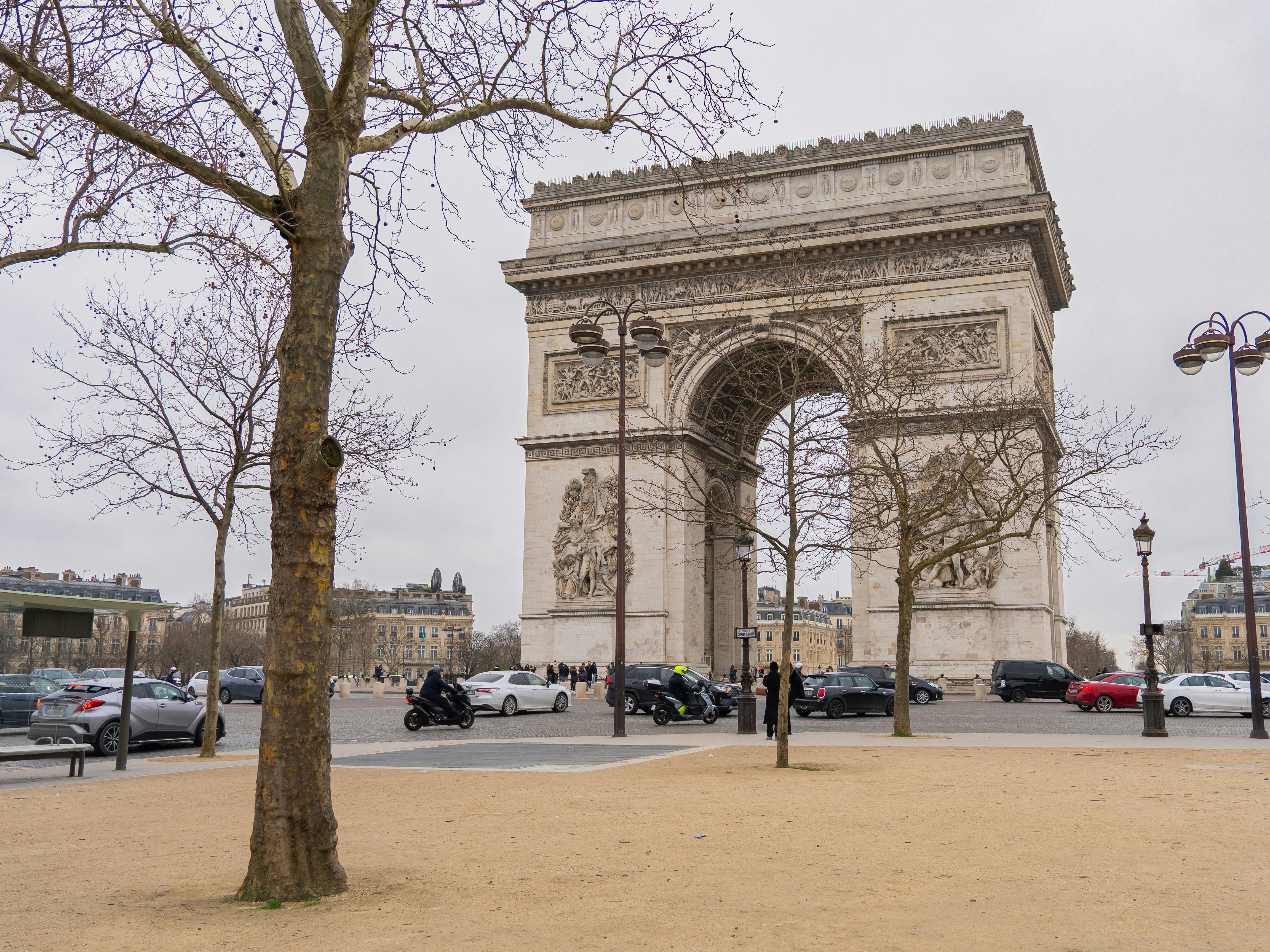 The arc de triomphe stands in paris.