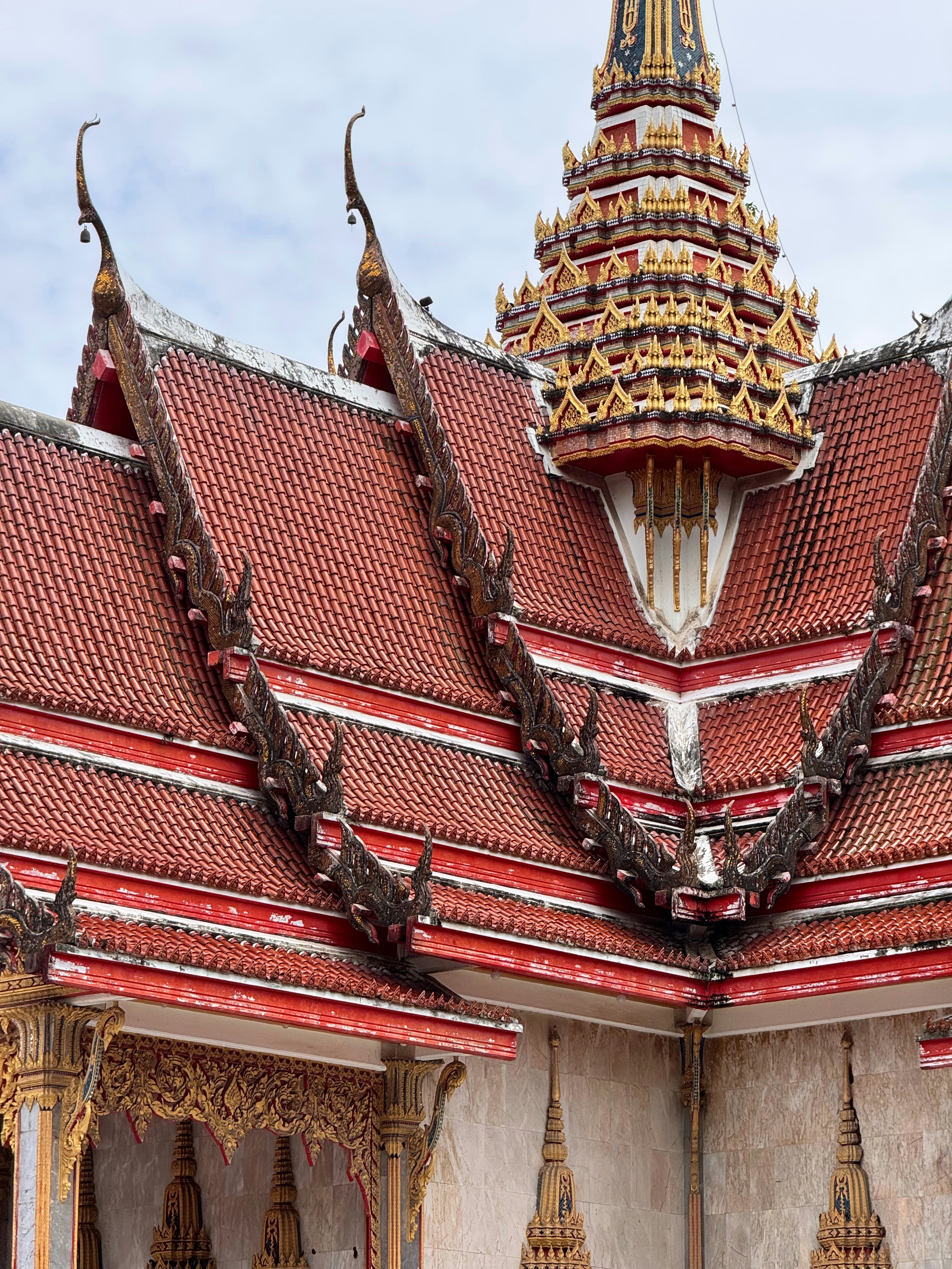 Intricate roof of a temple in thailand.