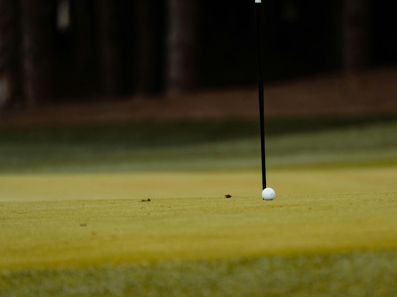 A golf ball nears the hole.