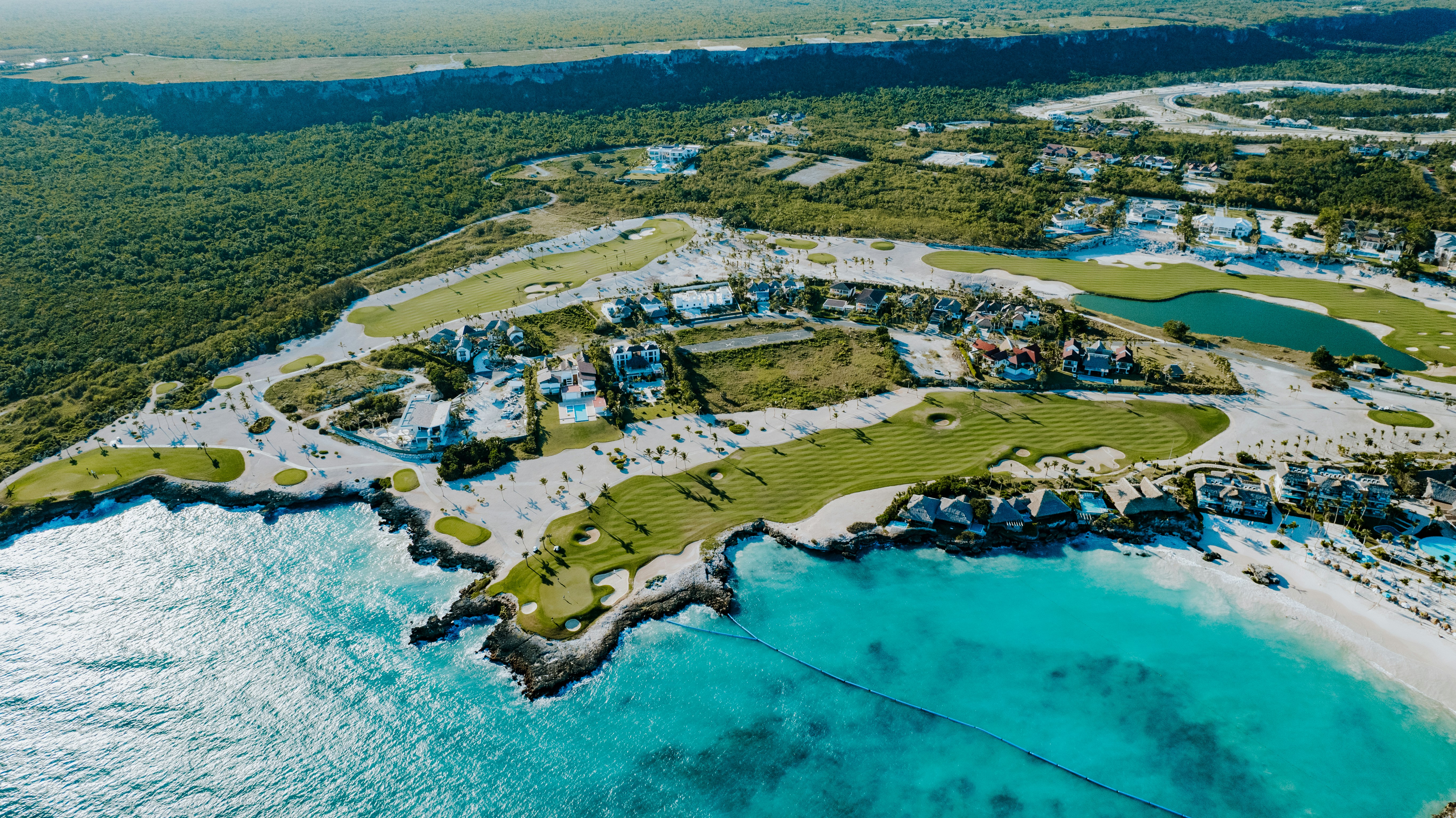 Aerial view of a beautiful coastal resort area
