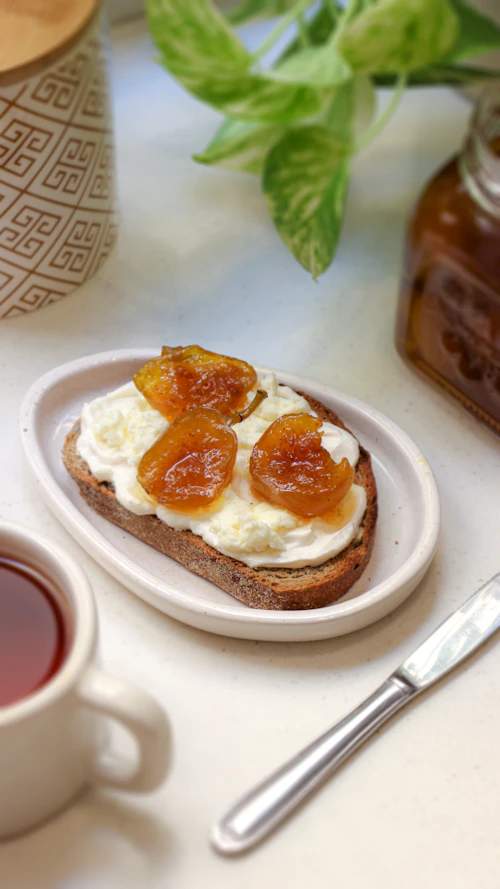 Toasted sourdough with whipped ricotta and fig honey