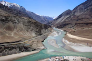 A river flows through mountainous scenery