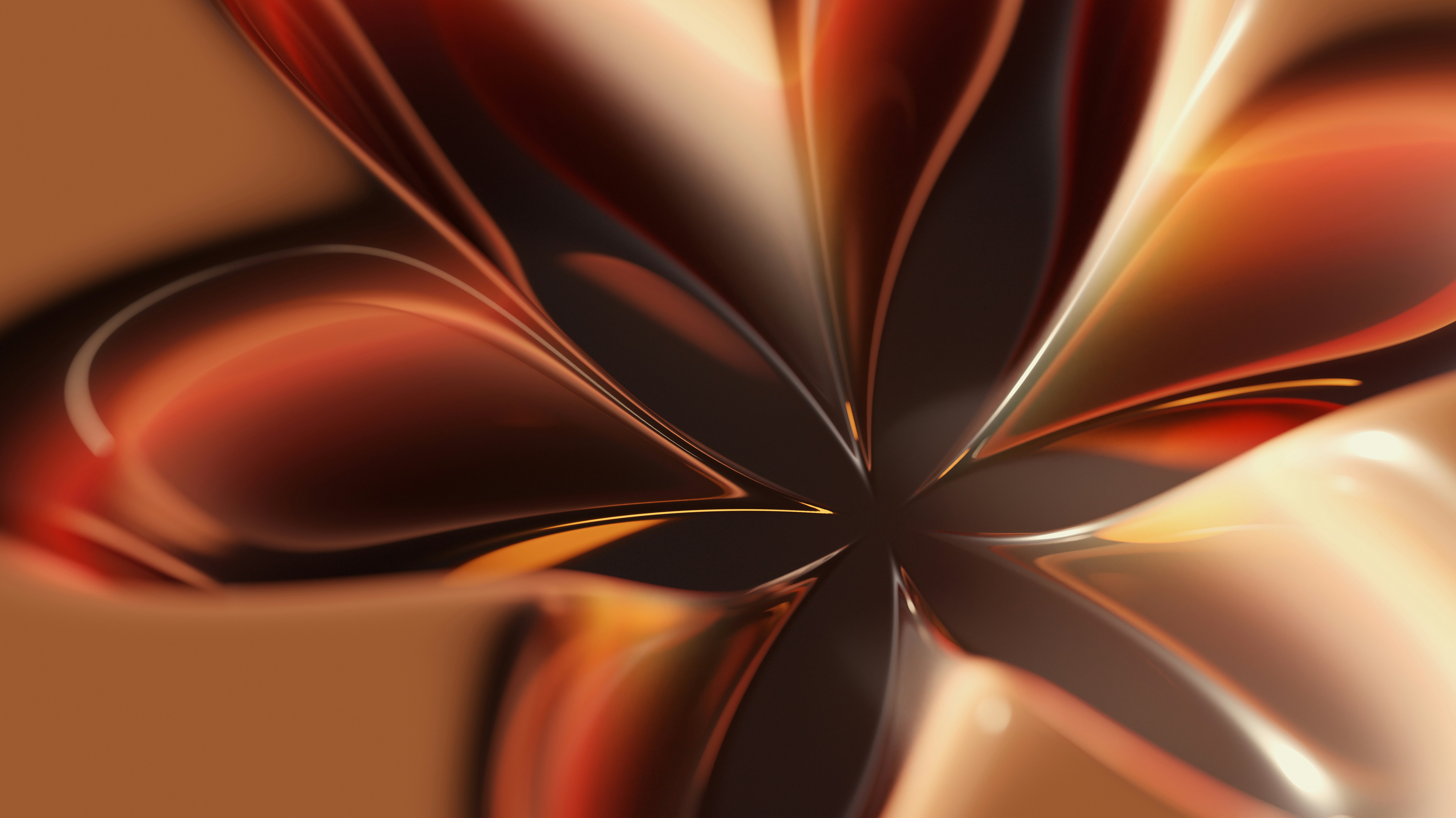 Abstract flower with metallic and reflective petals.