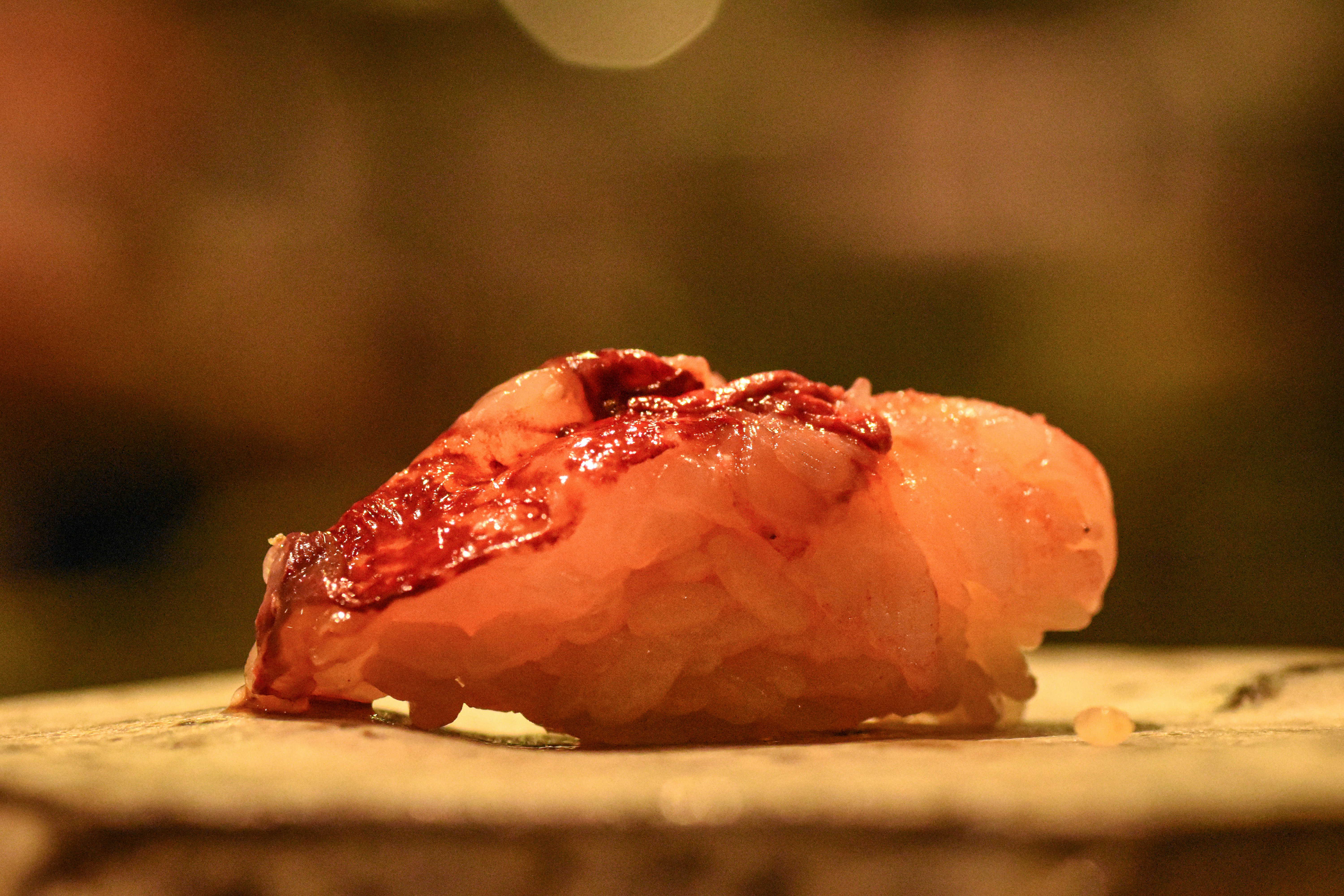 Here's a caption: a close-up view of sushi.