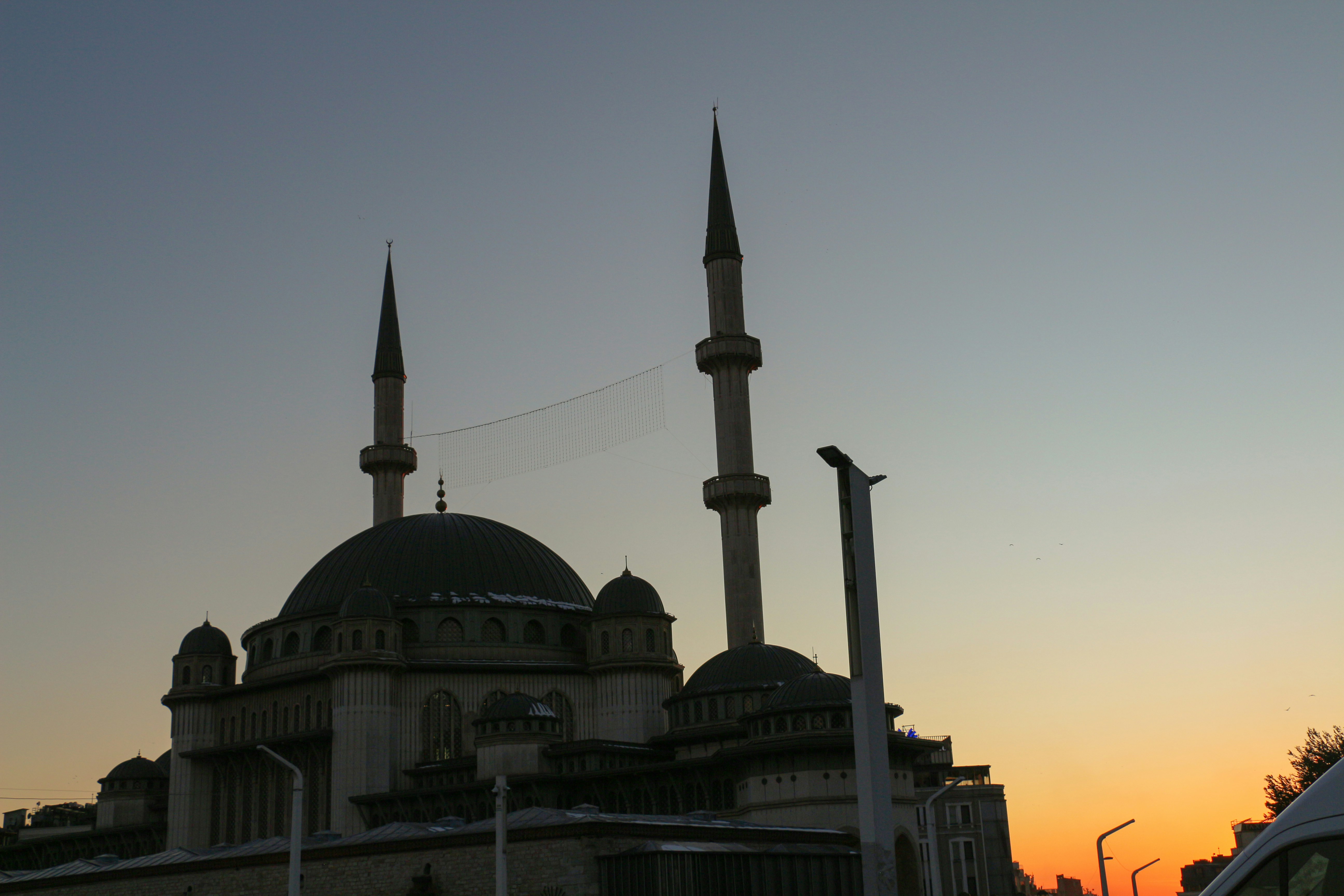 Istanbul - Taksim Mosque’s sleek silhouette against the evening sky—a contemporary symbol of faith.