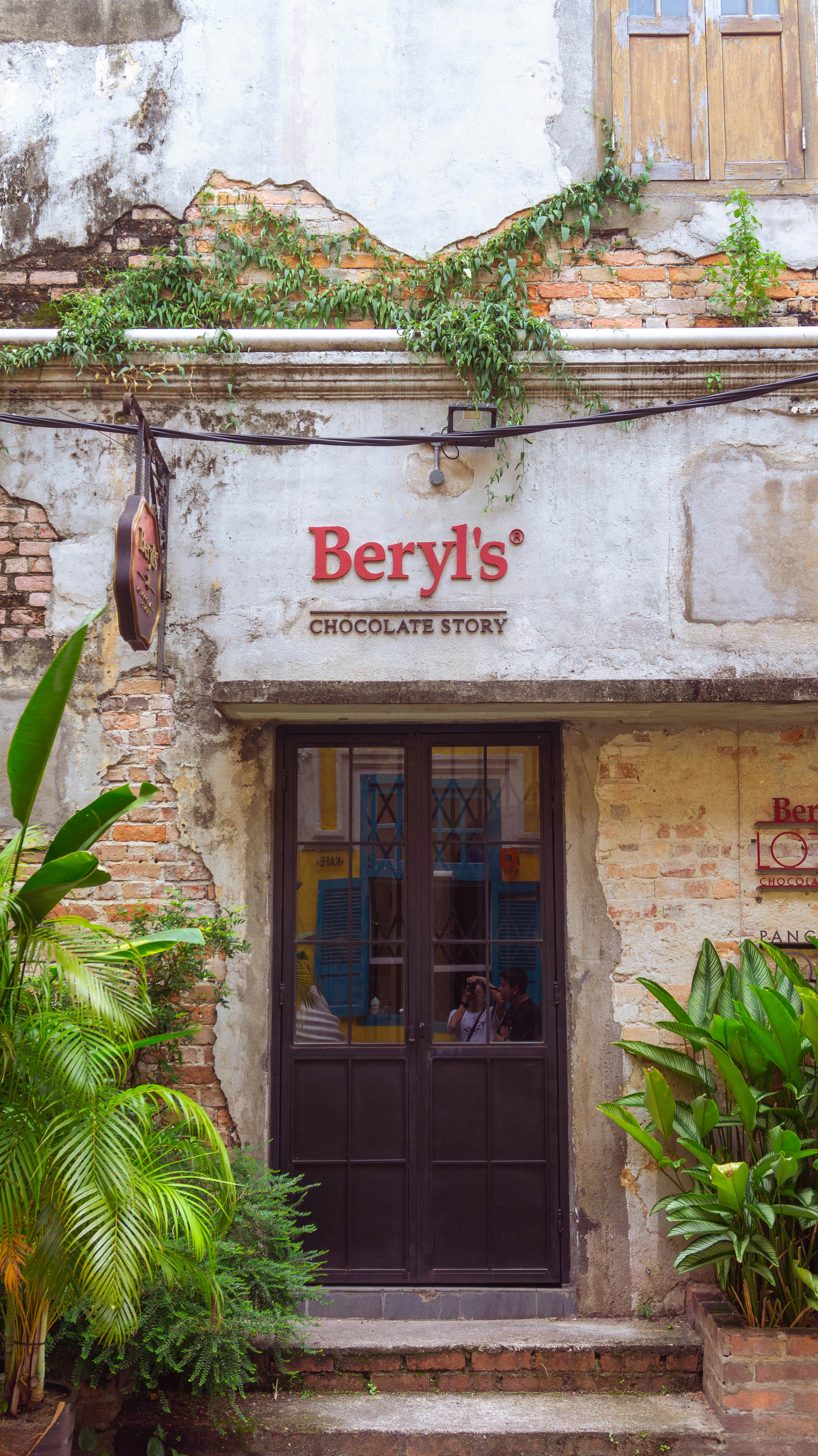 Beryl's chocolate story's storefront in an old building.