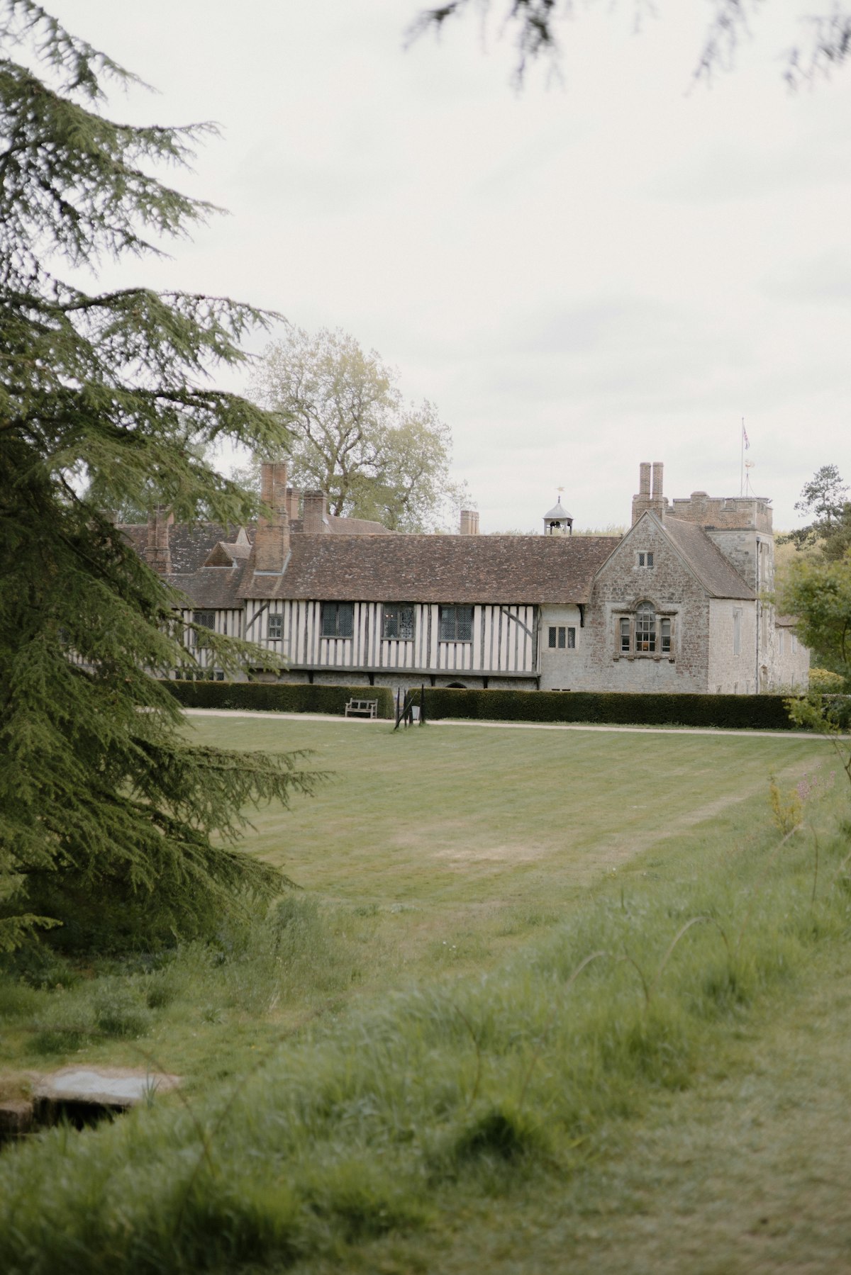 Tudor timber-framed manor house in the style of Gainsborough Old Hall, West Lindsey, Lincolnshire
