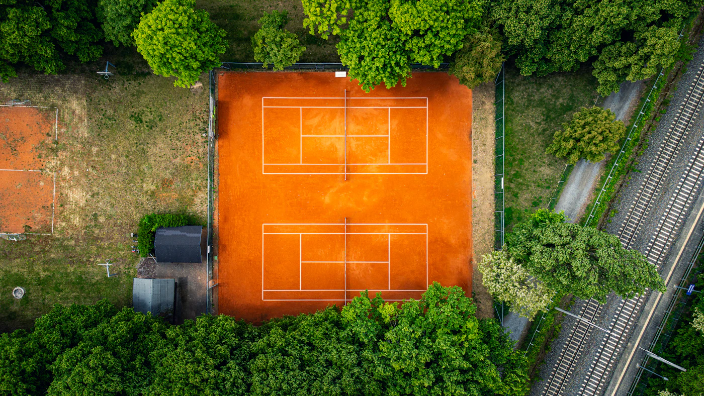 Rows of tennis courts at a training academy in Mallorca Spain