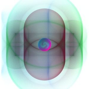 Abstract geometric shapes with glowing colors.