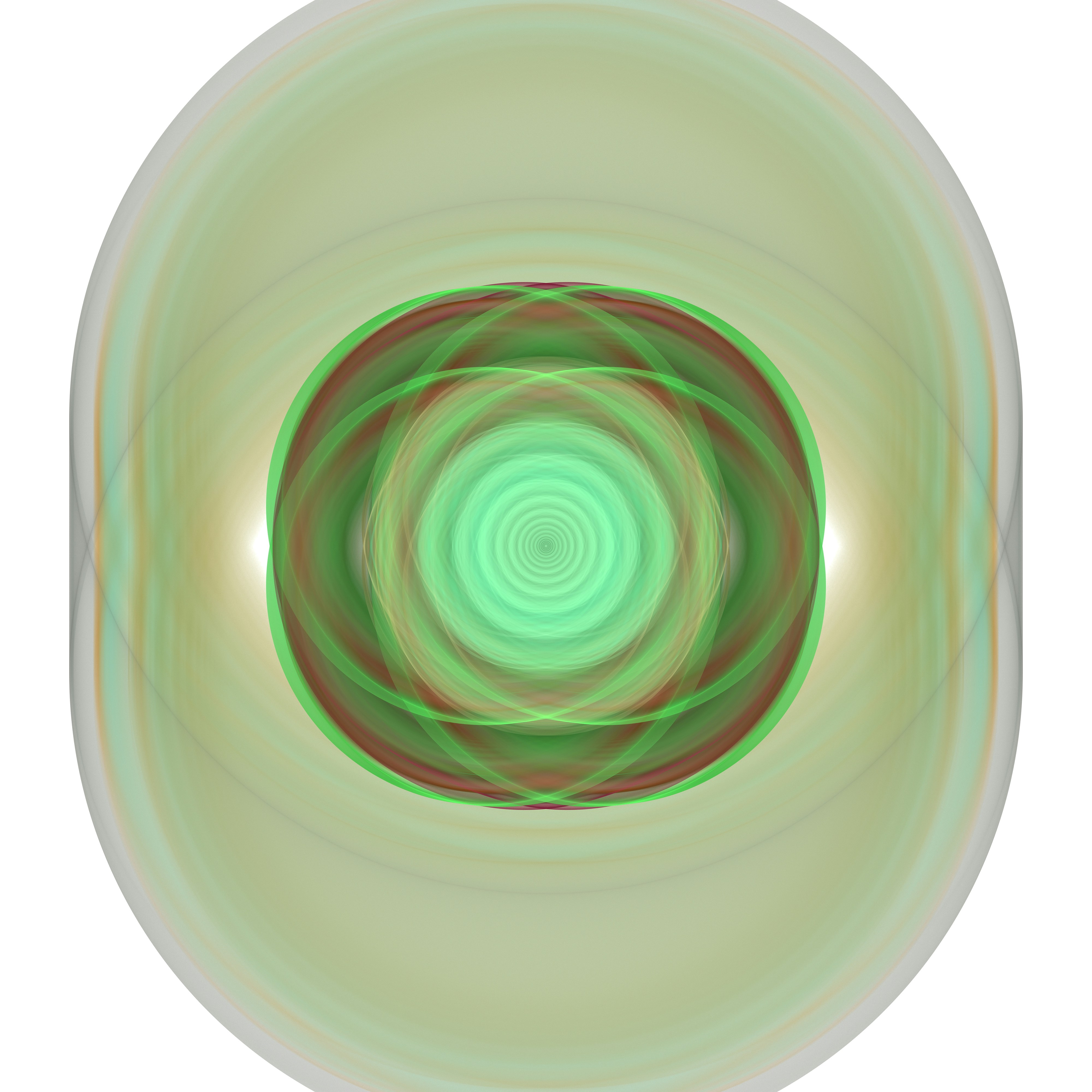 Abstract concentric rings in shades of green and brown.