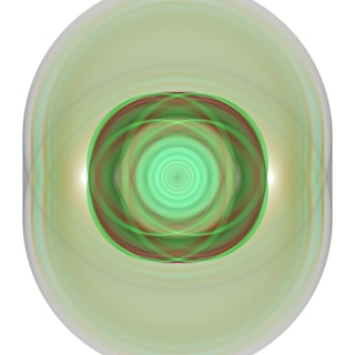 Abstract concentric rings in shades of green and brown.