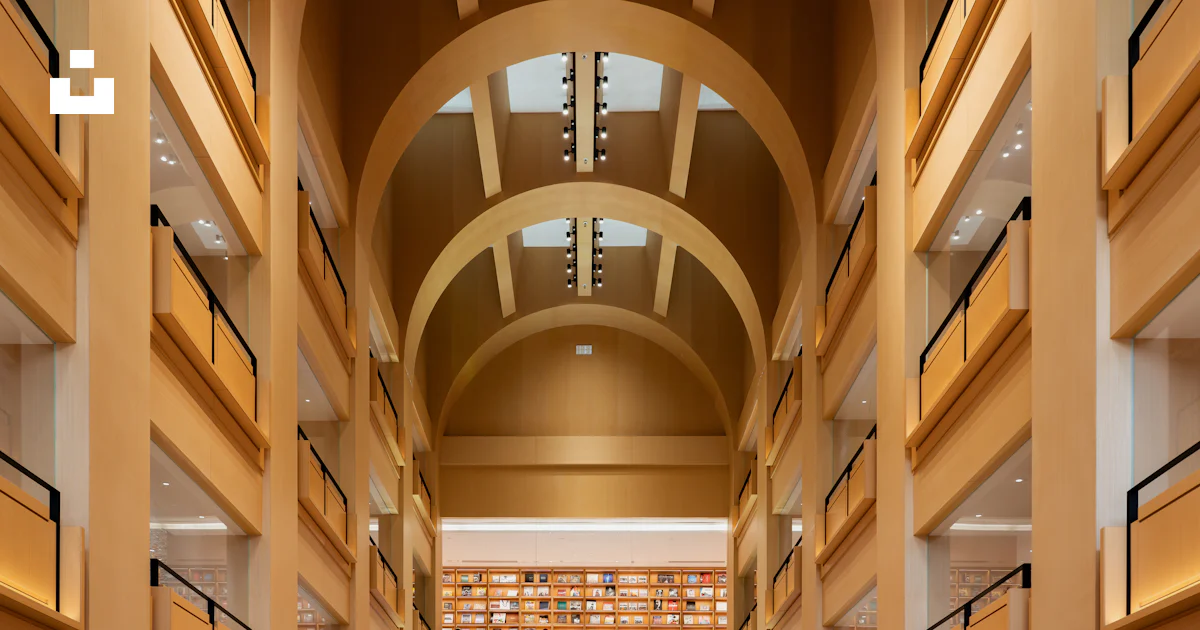 Elegant library interior with arches and natural lighting. photo – Free ...