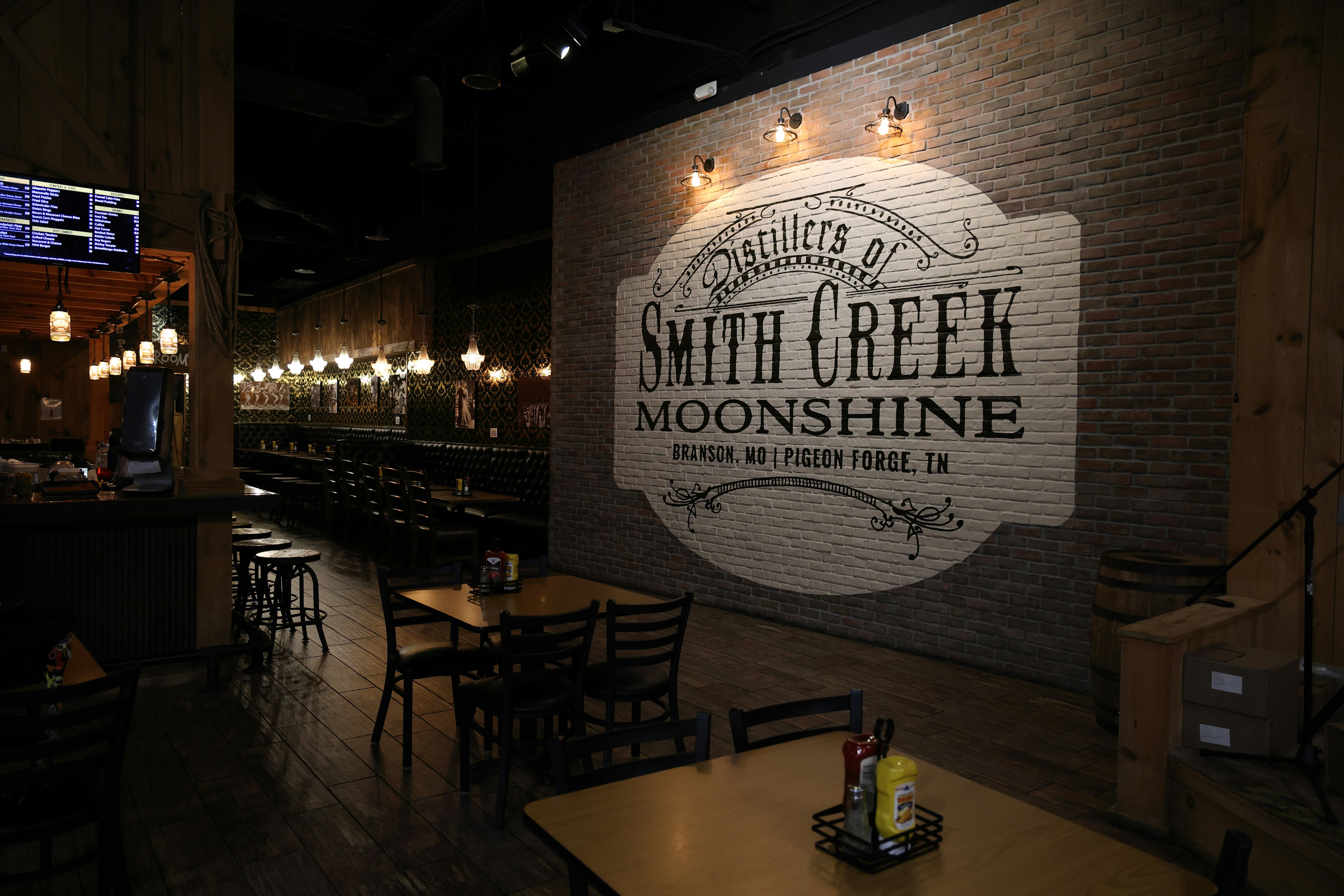 Smith creek moonshine's distillery interior is shown.