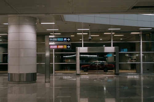 Taxi at an airport terminal