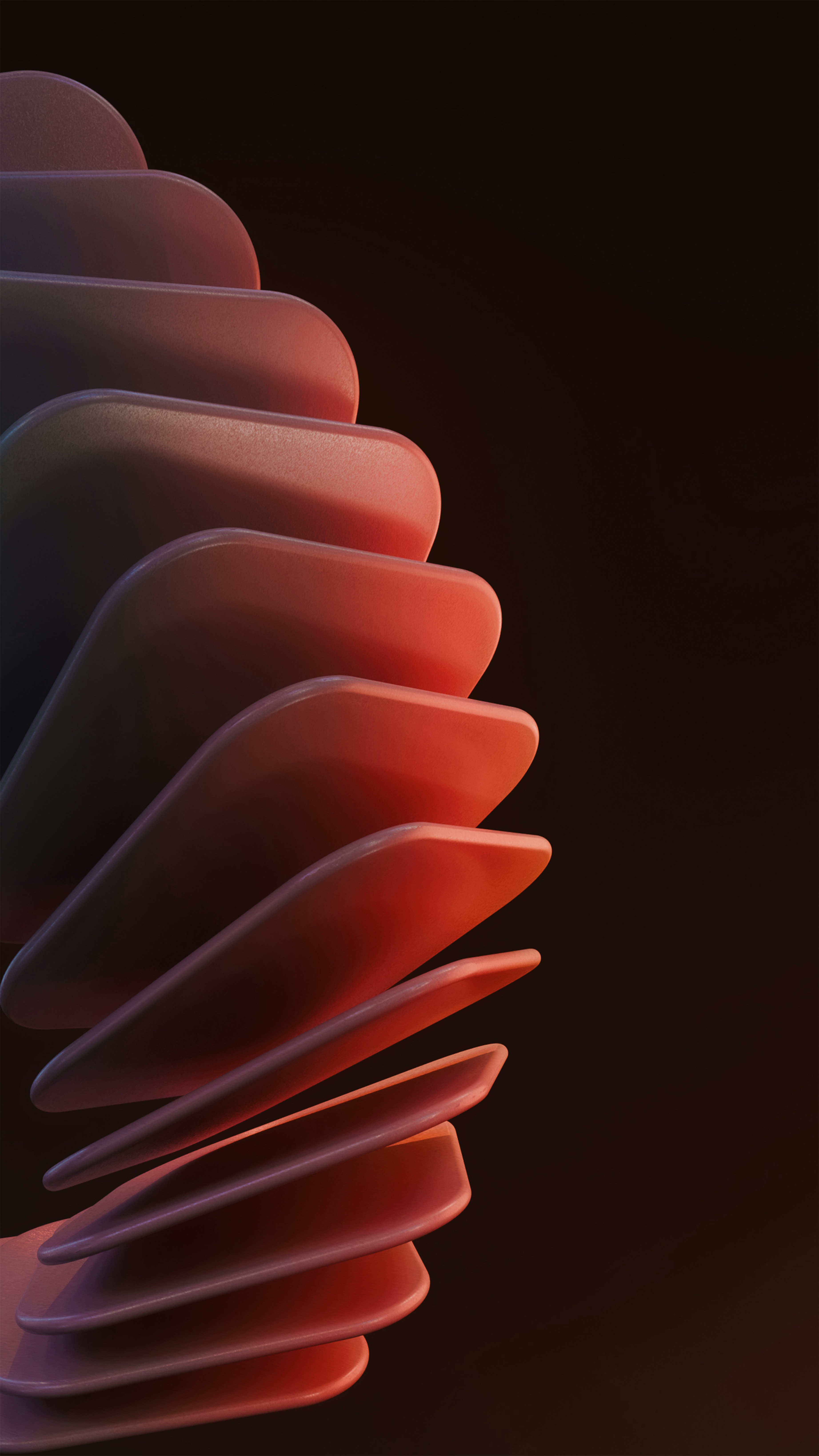 Abstract, stacked, and glowing shapes in red tones.