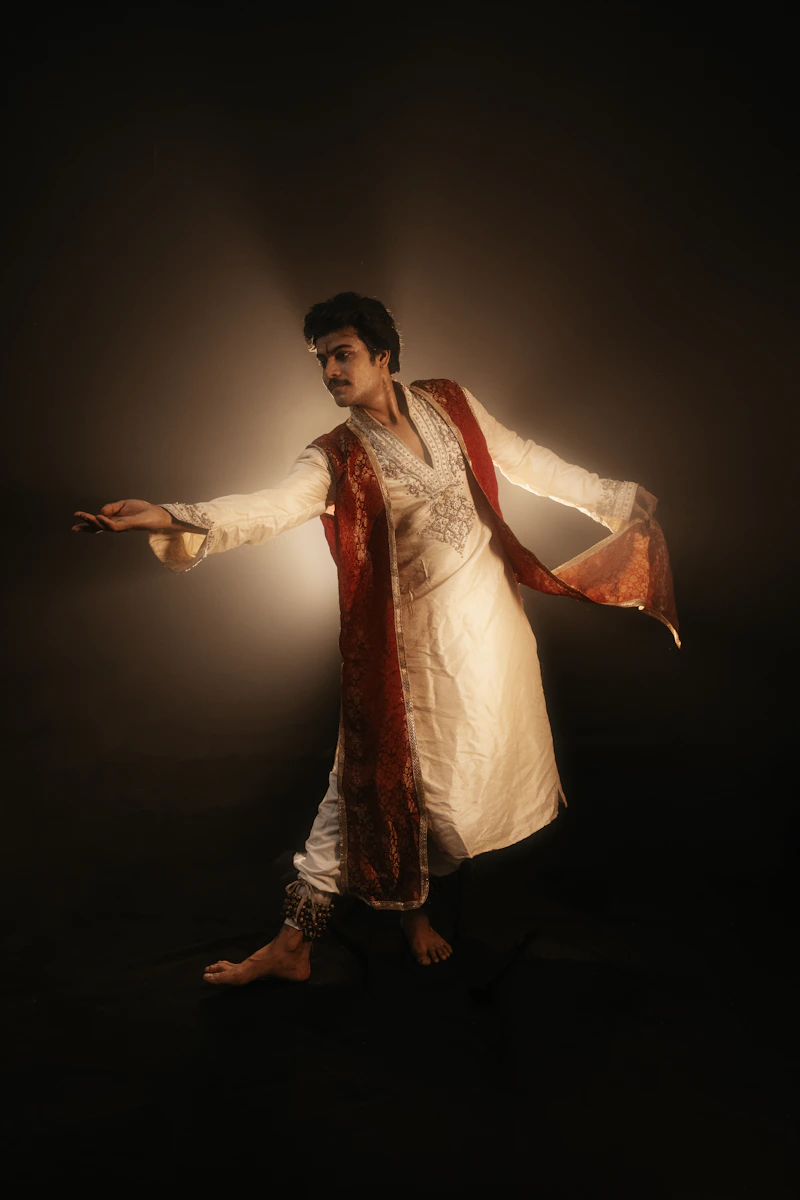 Smiling girl in classical Indian dance costume