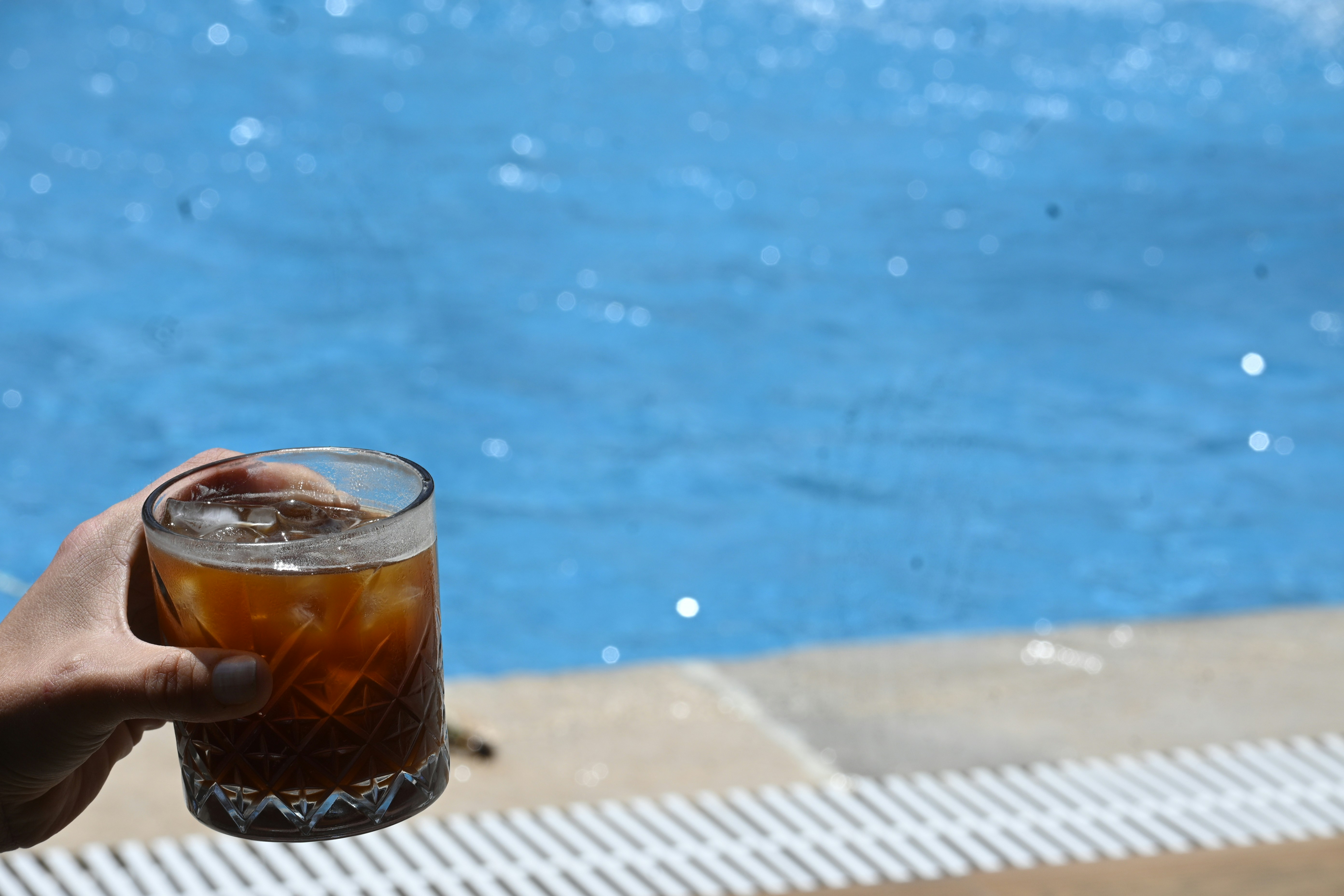 A refreshing drink by the pool.