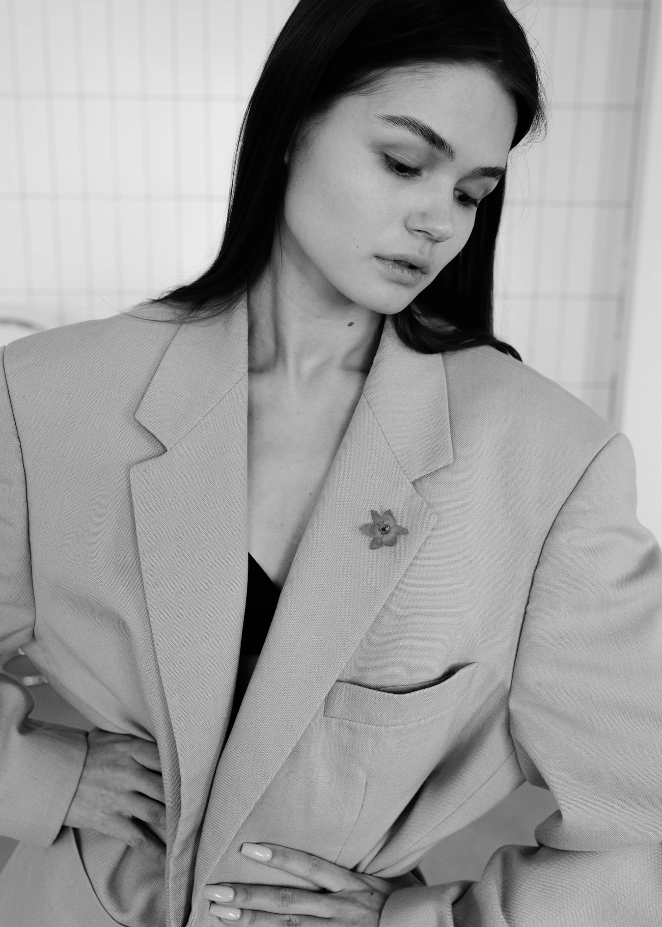 Neutral tailored ready-to-wear look