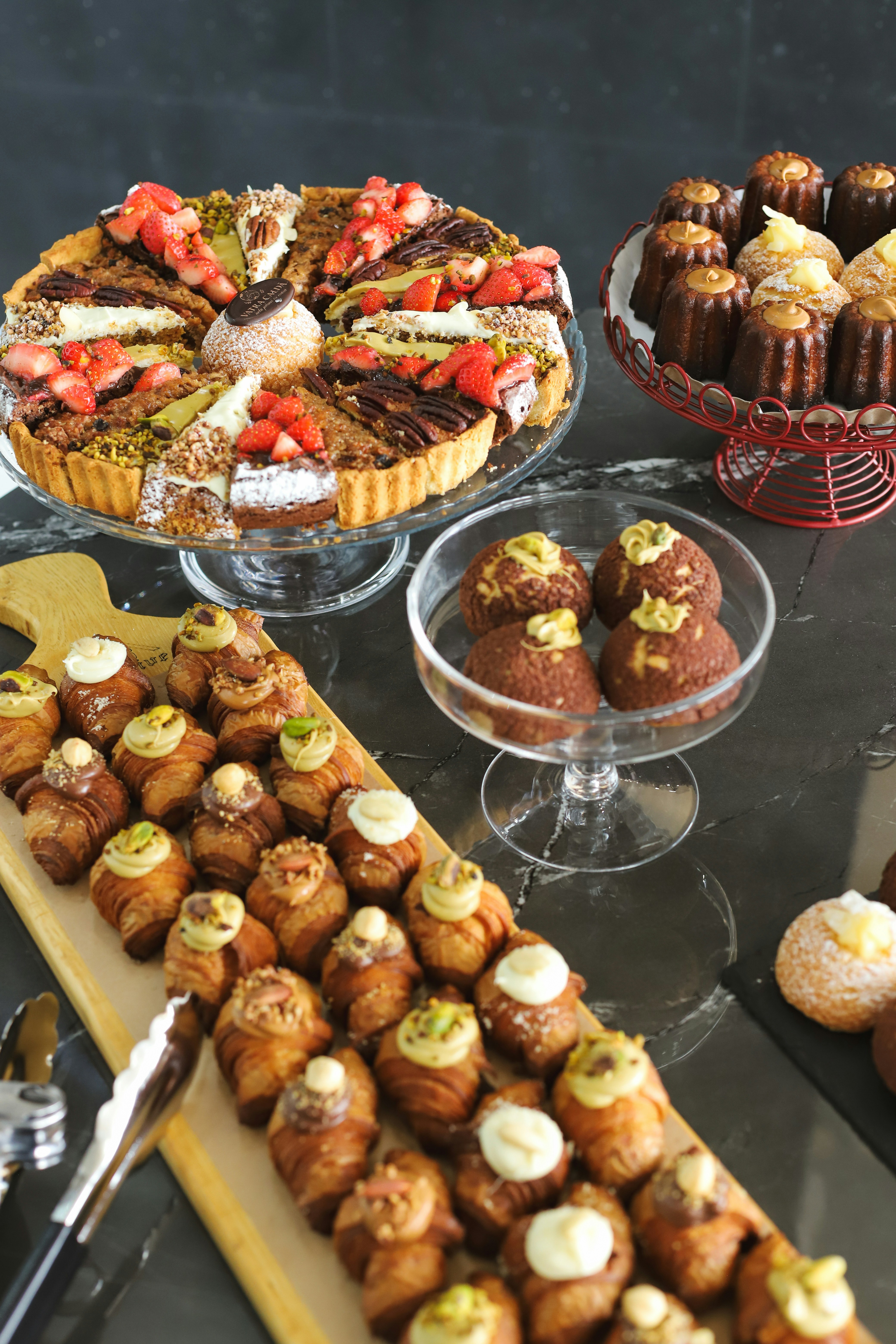 A delicious dessert spread featuring various treats.