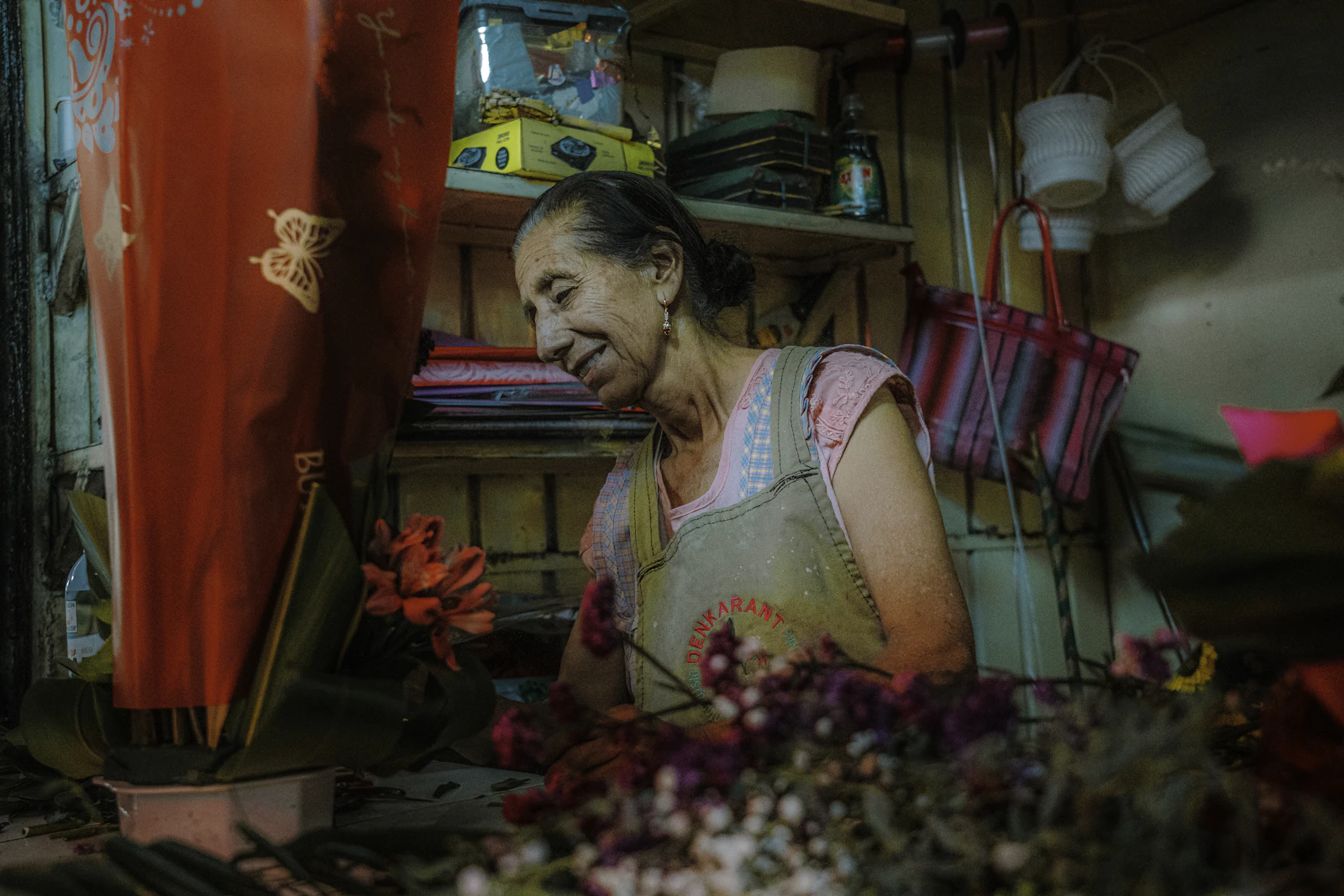 Camila Reyes in her flower shop