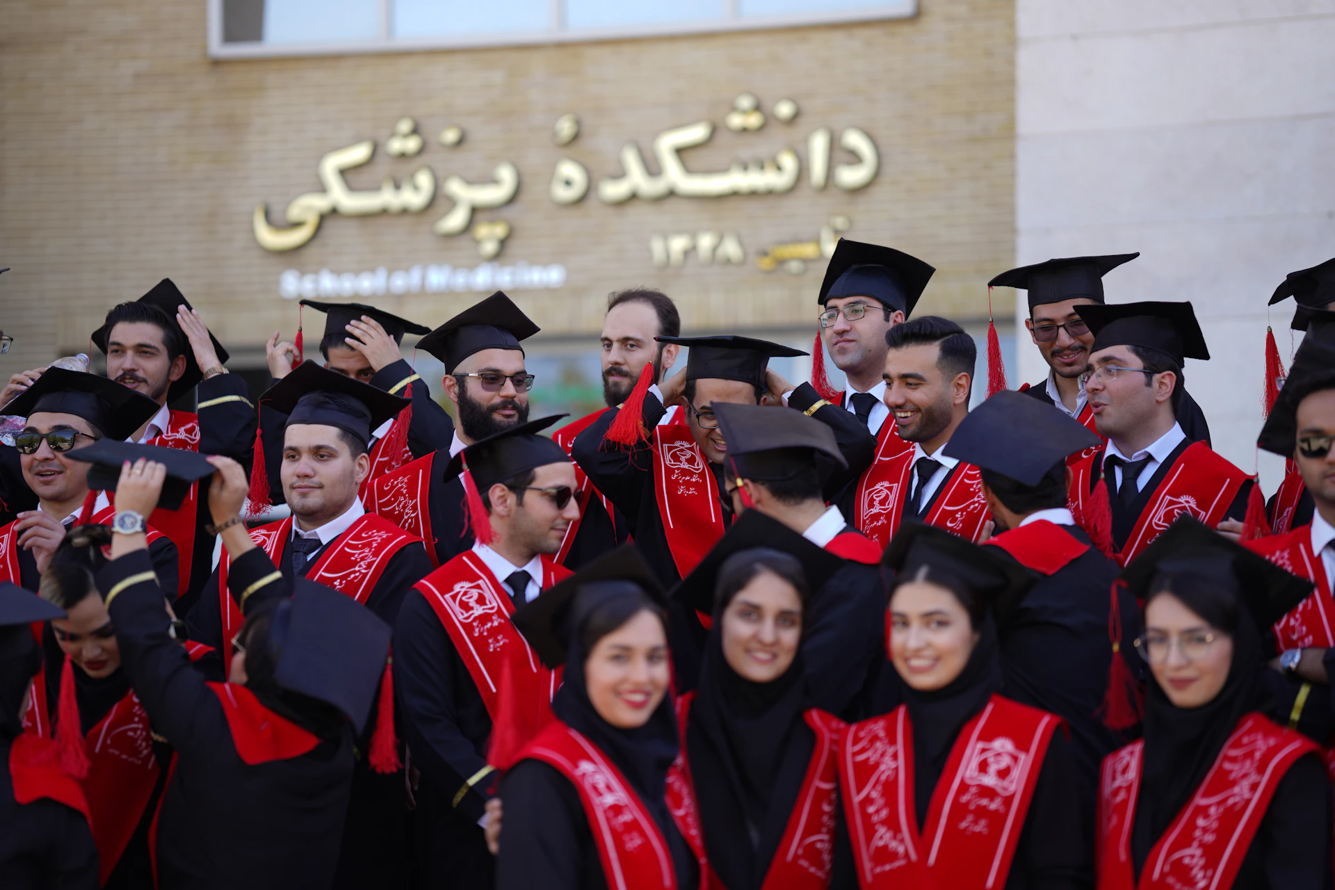 Medical school graduates celebrate their achievement and graduation