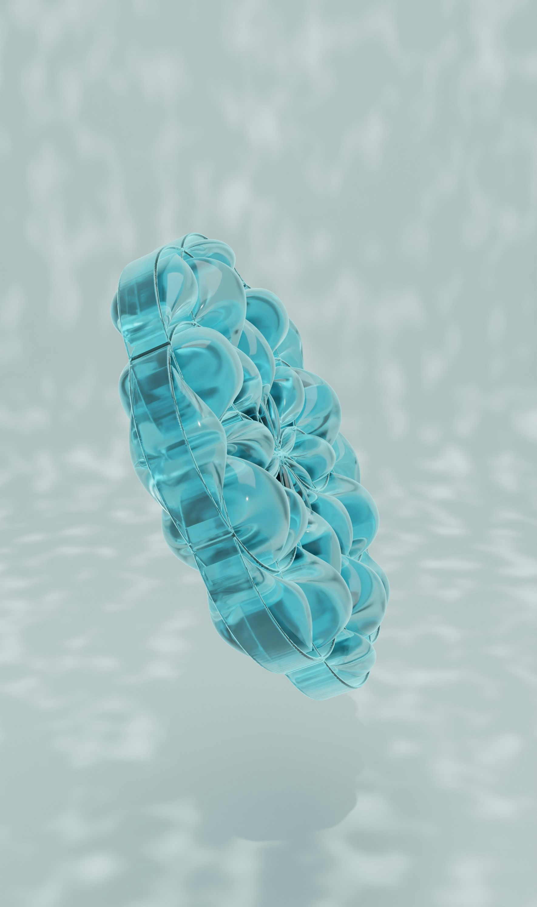 A transparent, blue abstract object.