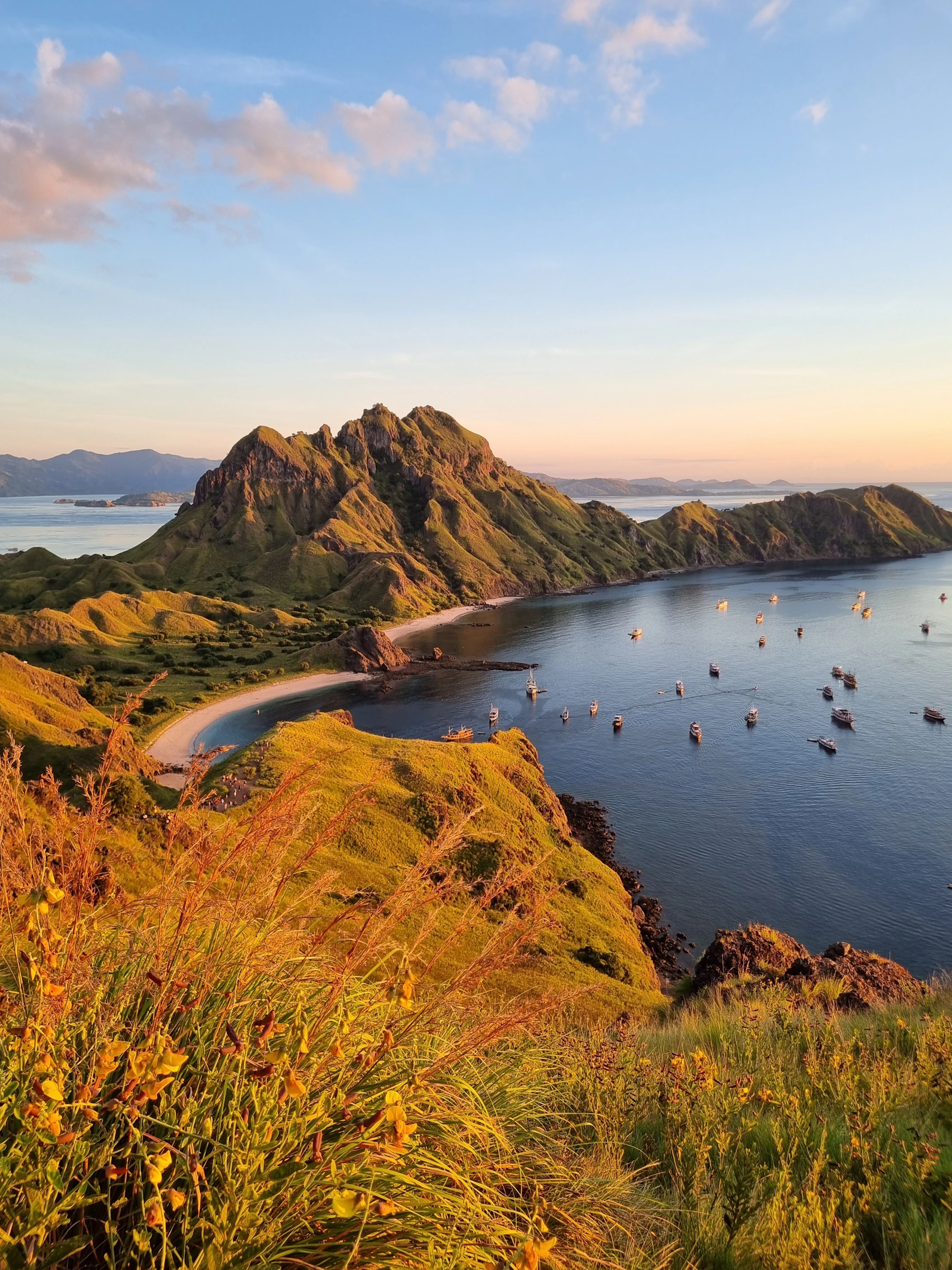 Rugged coast and turquoise water of Komodo Island, Indonesia