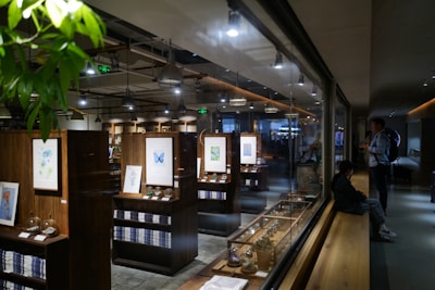 An art gallery displays paintings and artwork.