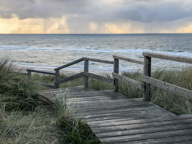 Paseo de madera junto al mar