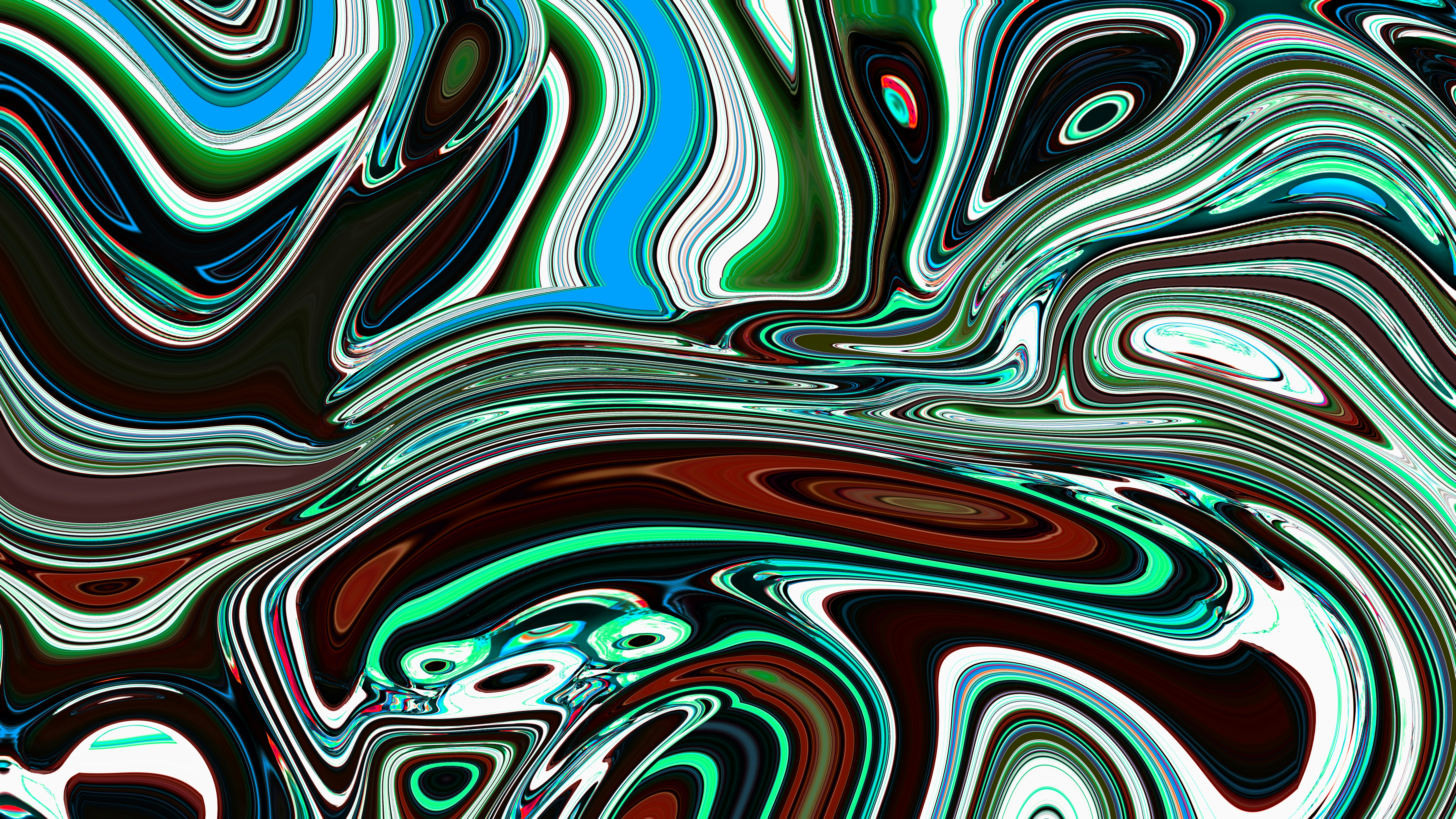 抽象的なカラフルな渦巻き模様と曲線がサイケデリックなデザインを