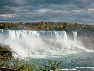 Niagara falls cascades with majestic beauty.