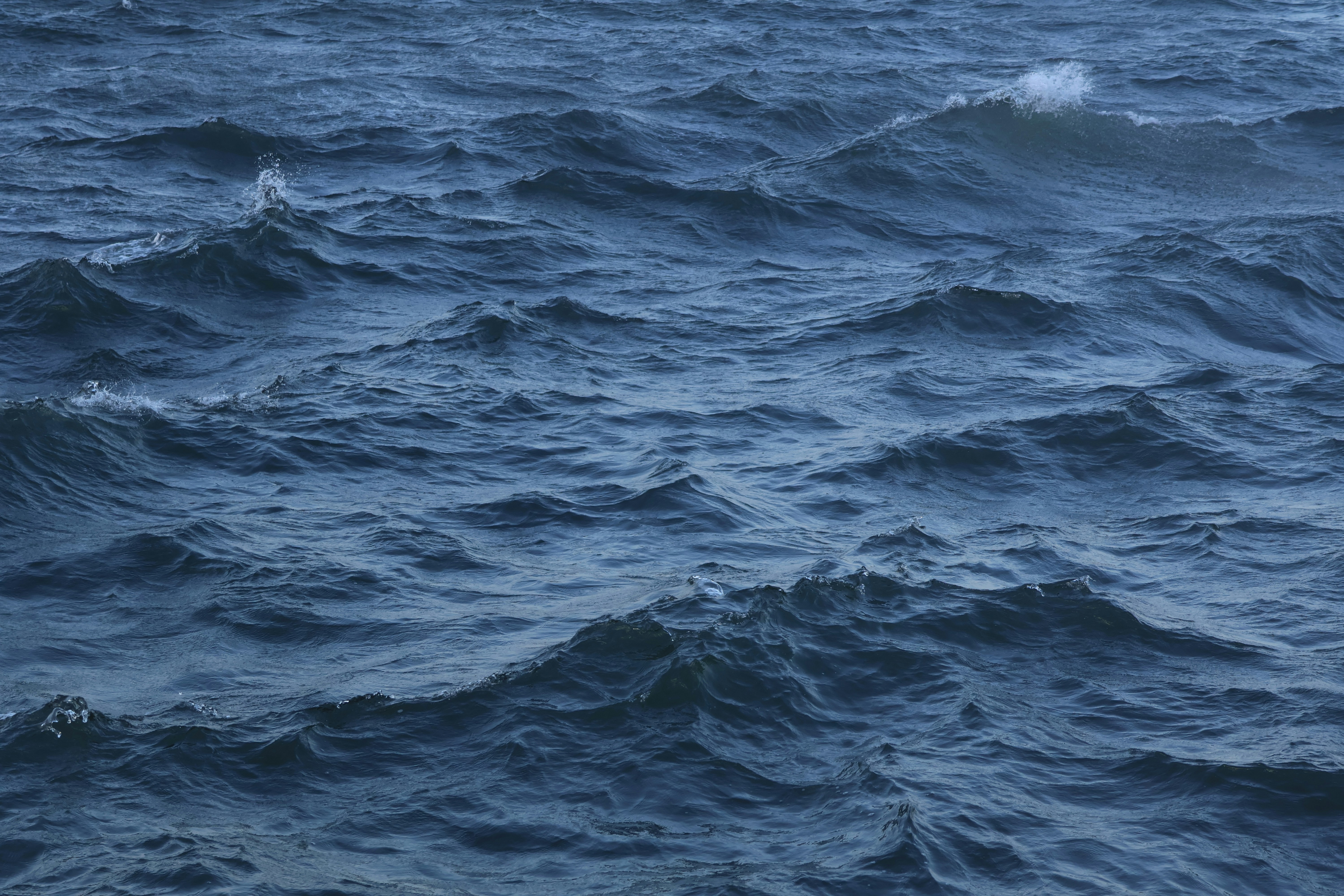 Rippling blue water waves in a choppy sea.