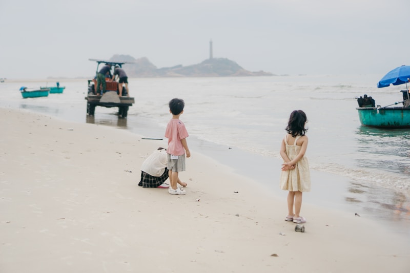 Children gazing at the sea
